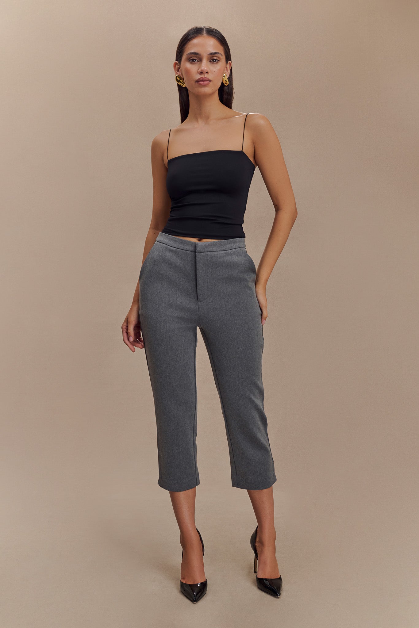 Arya Longline Spaghetti Strap Top - Black、mySite、solidvoid