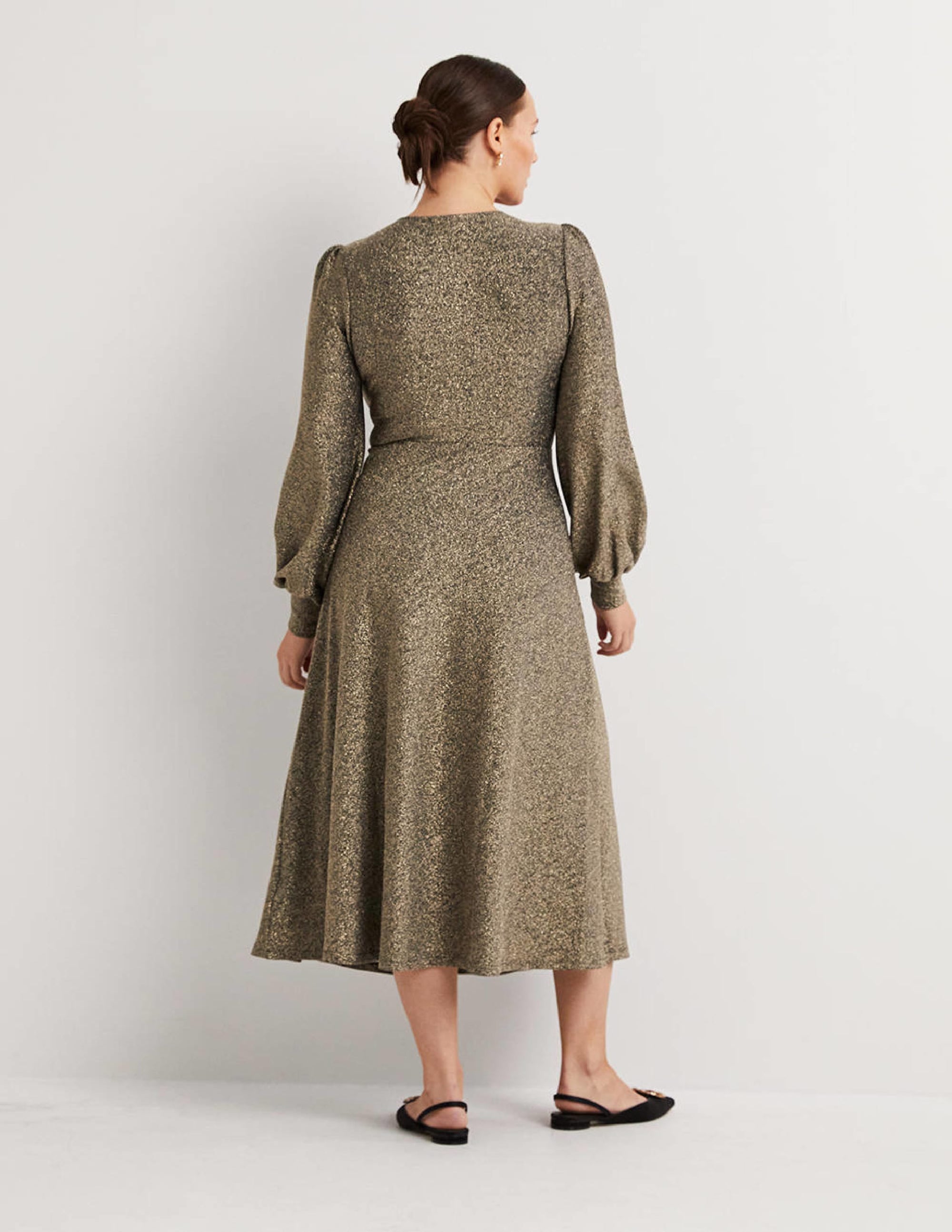  Metallic Jersey Midi Dress-Gold Sparkle、mySite、ashleygrahame