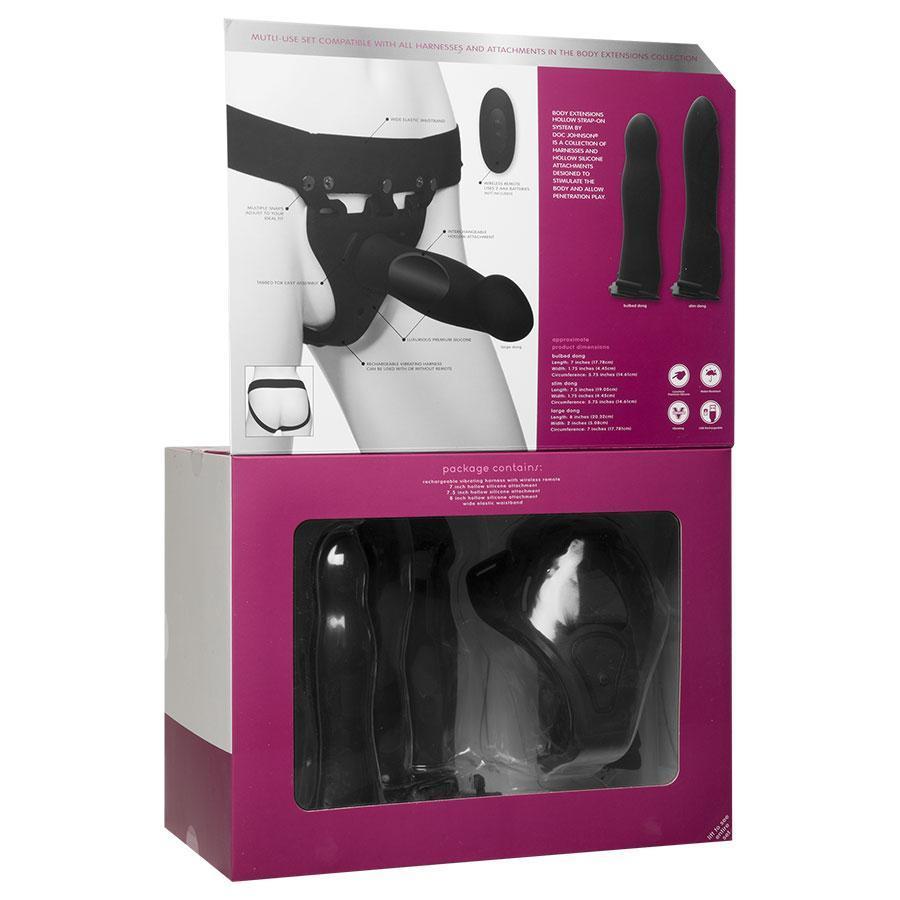 Be Naughty Vibrating Hollow Silicone Strap On Penis Extension Set Black、mySite、bottomscart