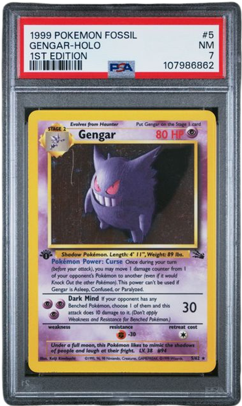 PSA 7 FOSSIL #5 GENGAR-HOLO 1ST EDITION、mySite、waistdrama