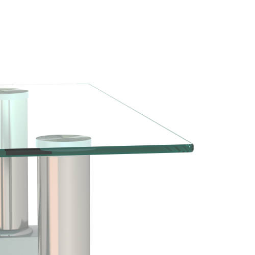 Set of 2, Modern Tempered Glass Tea Table Coffee Table End Table, Square Table for Living Room, Transparent/White、、casual