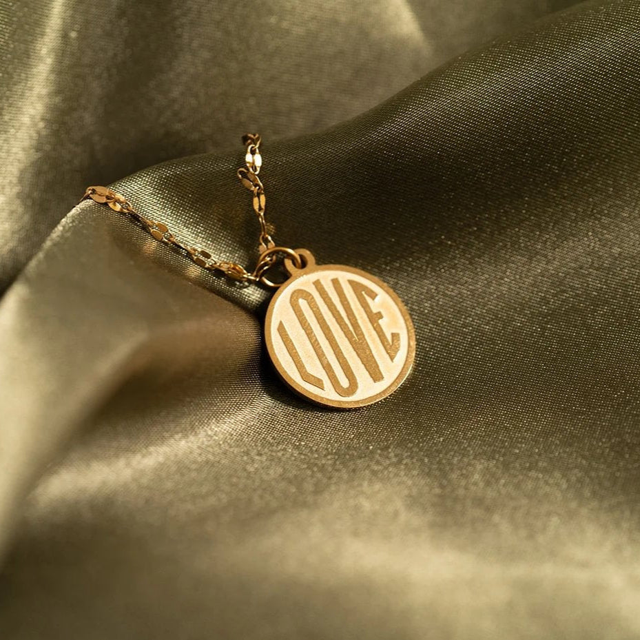 18K Gold PVD Stainless Steel Round Love Charm / PDL0254、mySite、dreamappss