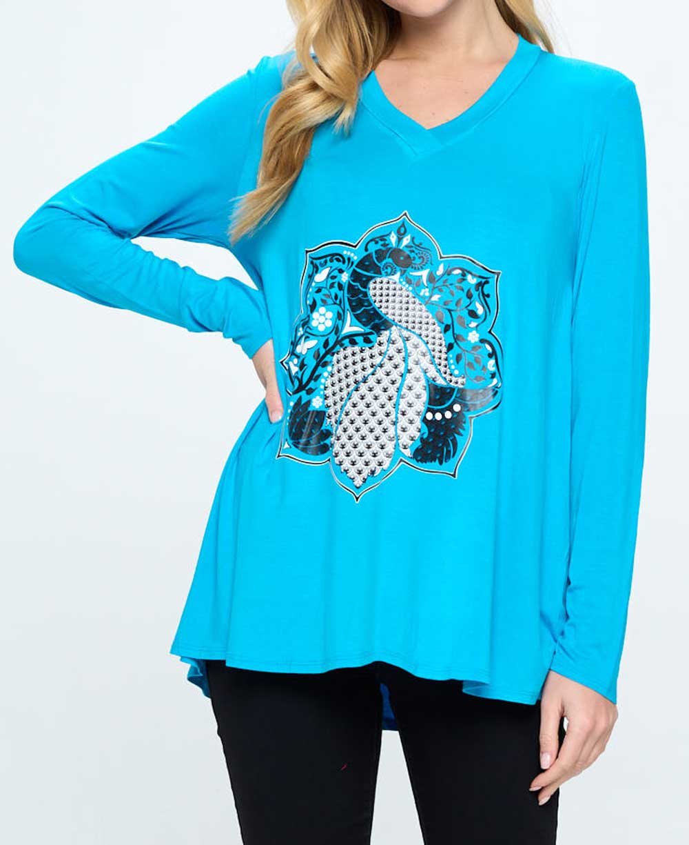 Peacock Lotus Mandala Tunic Tee, Made in USA、mySite、topwebapps
