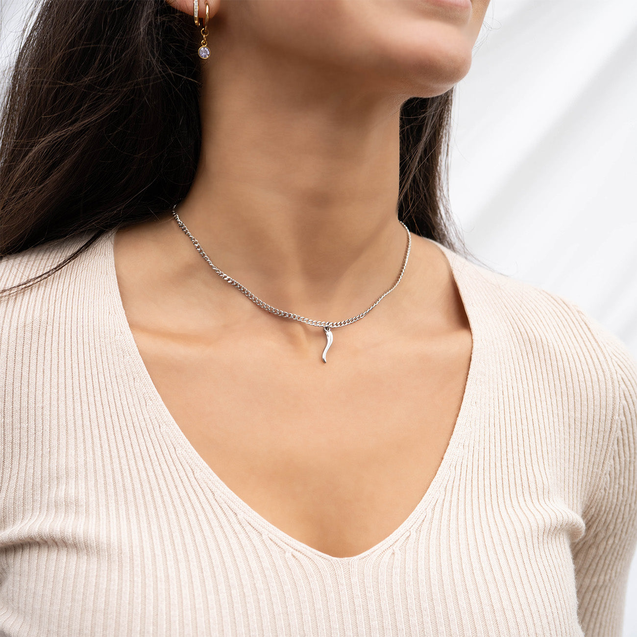 18K Gold PVD Stainless Steel Italian Horn Charm / PDL0104、mySite、dreamappss