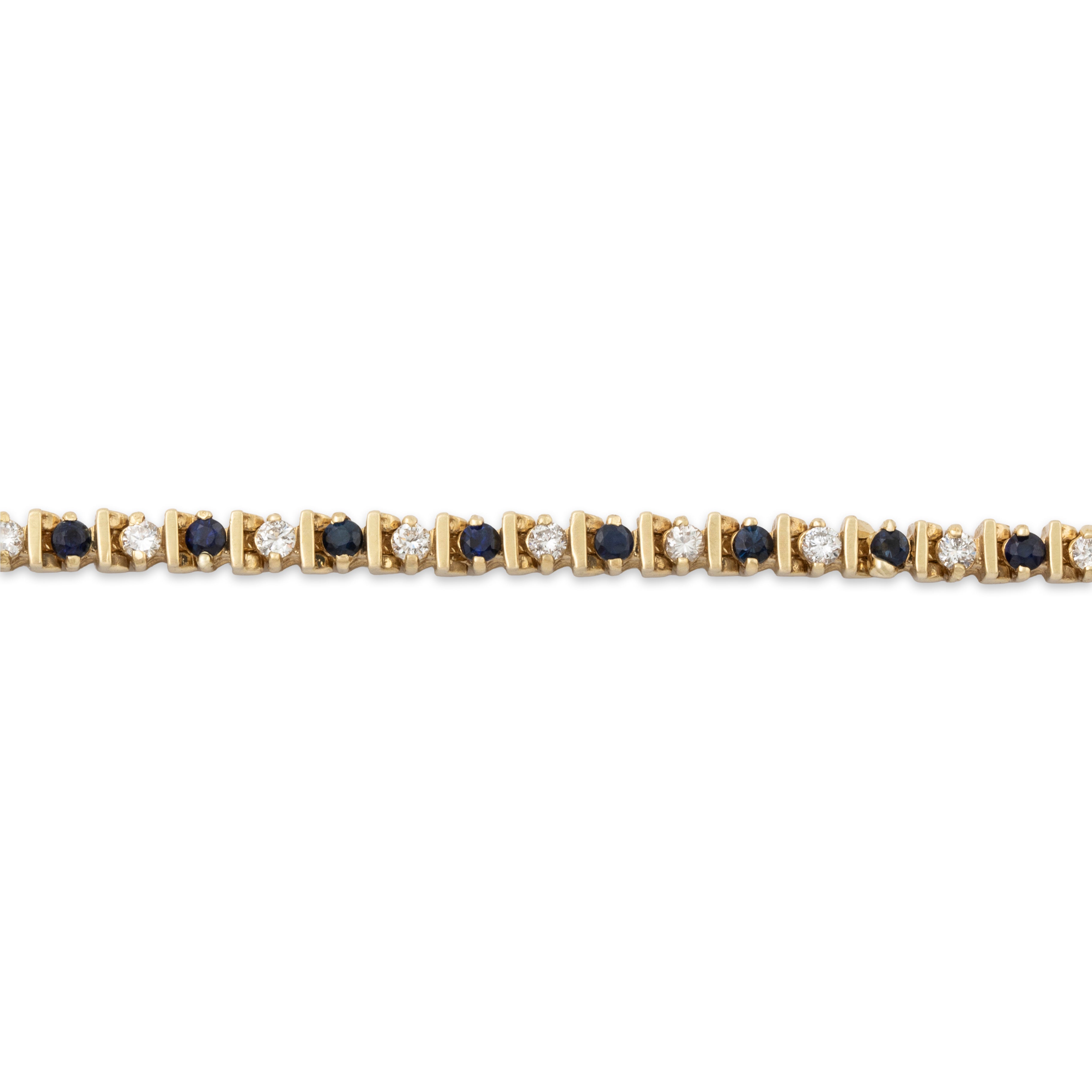 Vintage 14k Yellow Gold .725cttw Diamond Sapphire Elegance Tennis Bracelet 6.75、mySite、hinf8tx79