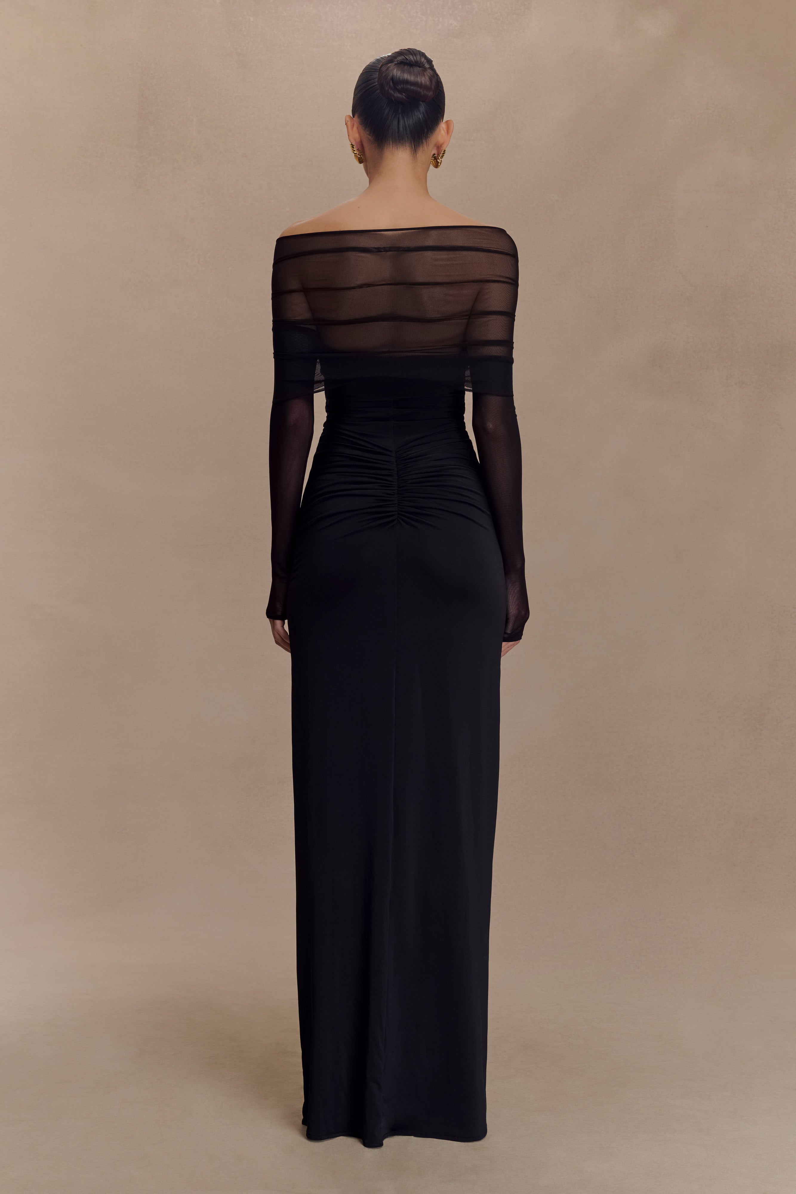 Rafaella Slinky And Mesh Maxi Dress - Black、mySite、solidvoid