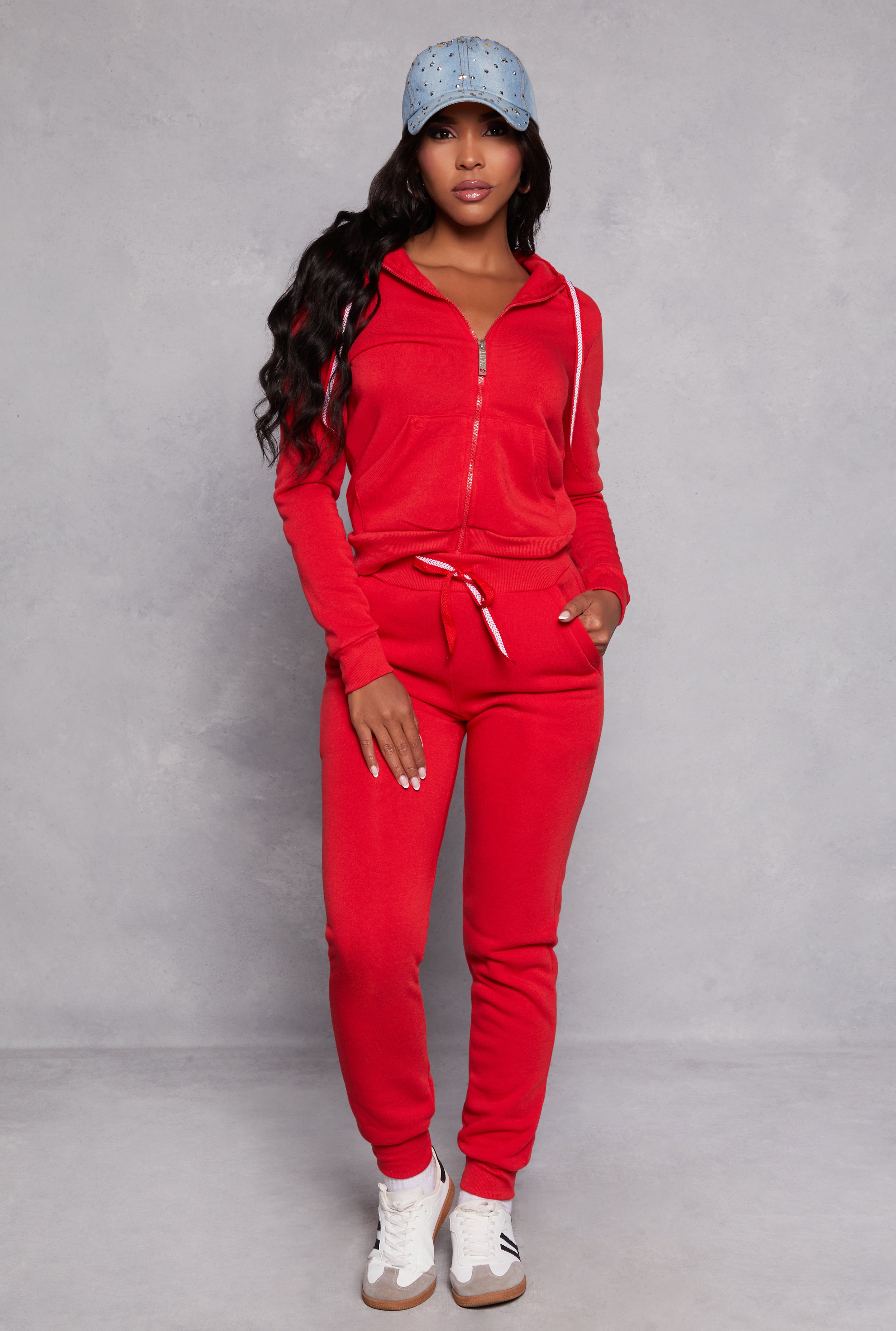 Fleece High Waist Drawstring Joggers、mySite、camillekostekn