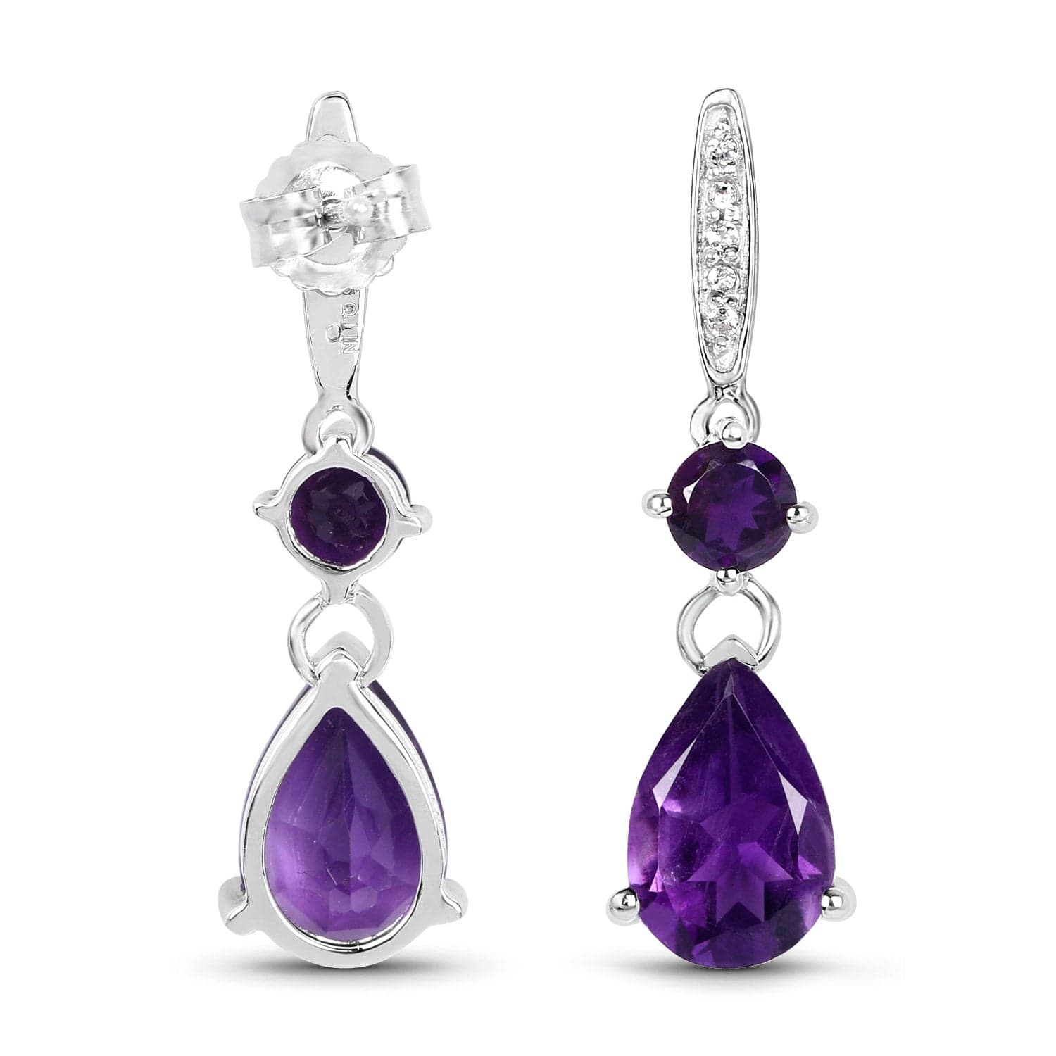Teardrop Amethyst Topaz Earrings Sterling Silver 6ctw、mySite、g9winljtr