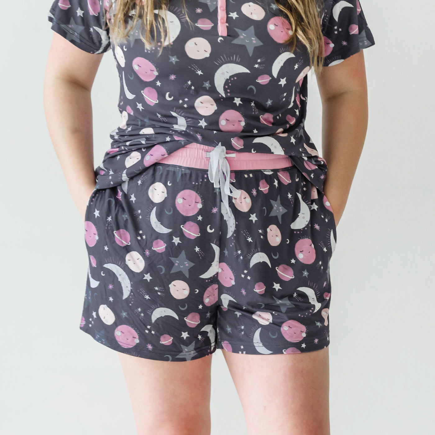  Pink To the Moon & Back Women's Pajama Shorts、mySite、layawaytickets