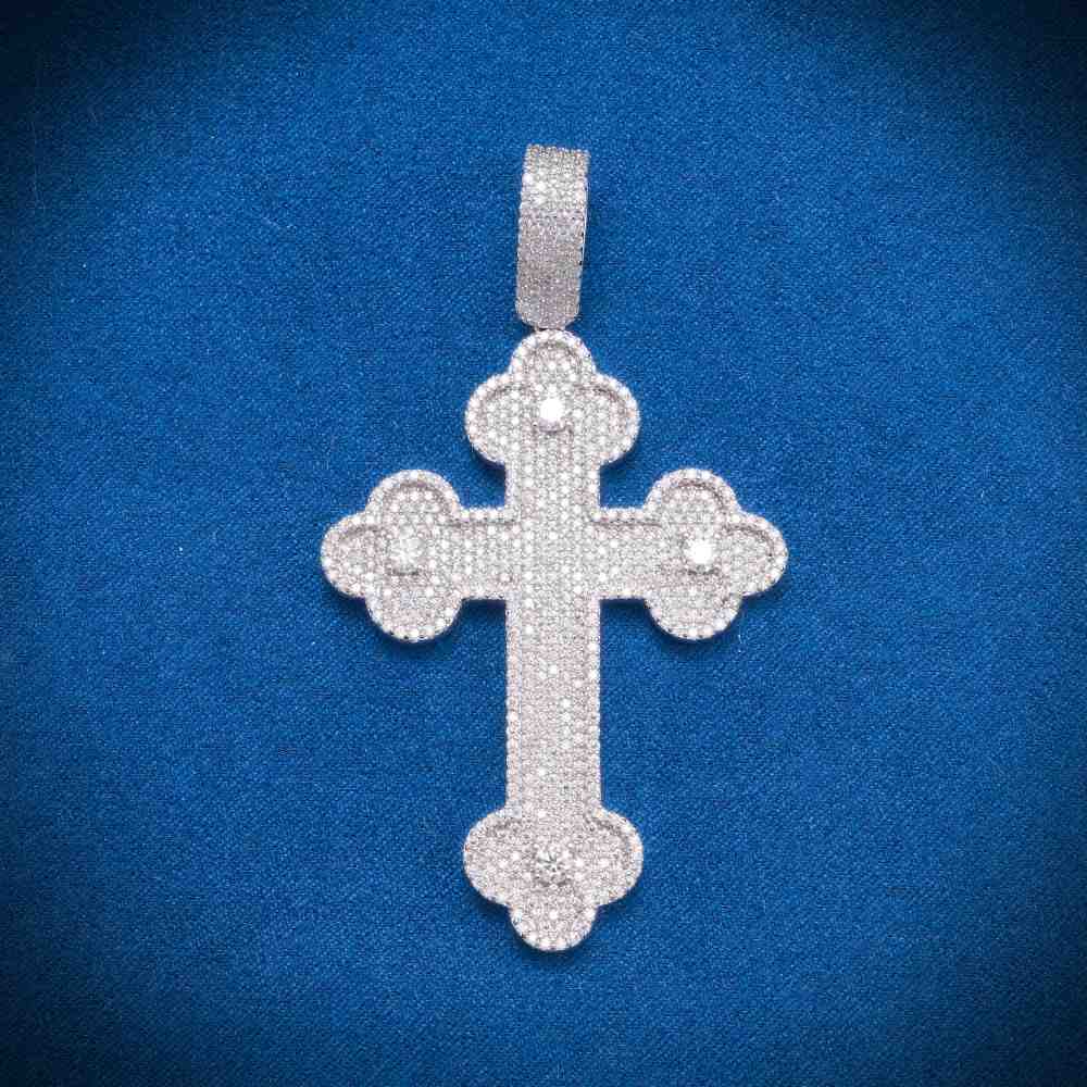 Moissanite Clover Cross Pendant 14K Gold、mySite、hinf8tx79