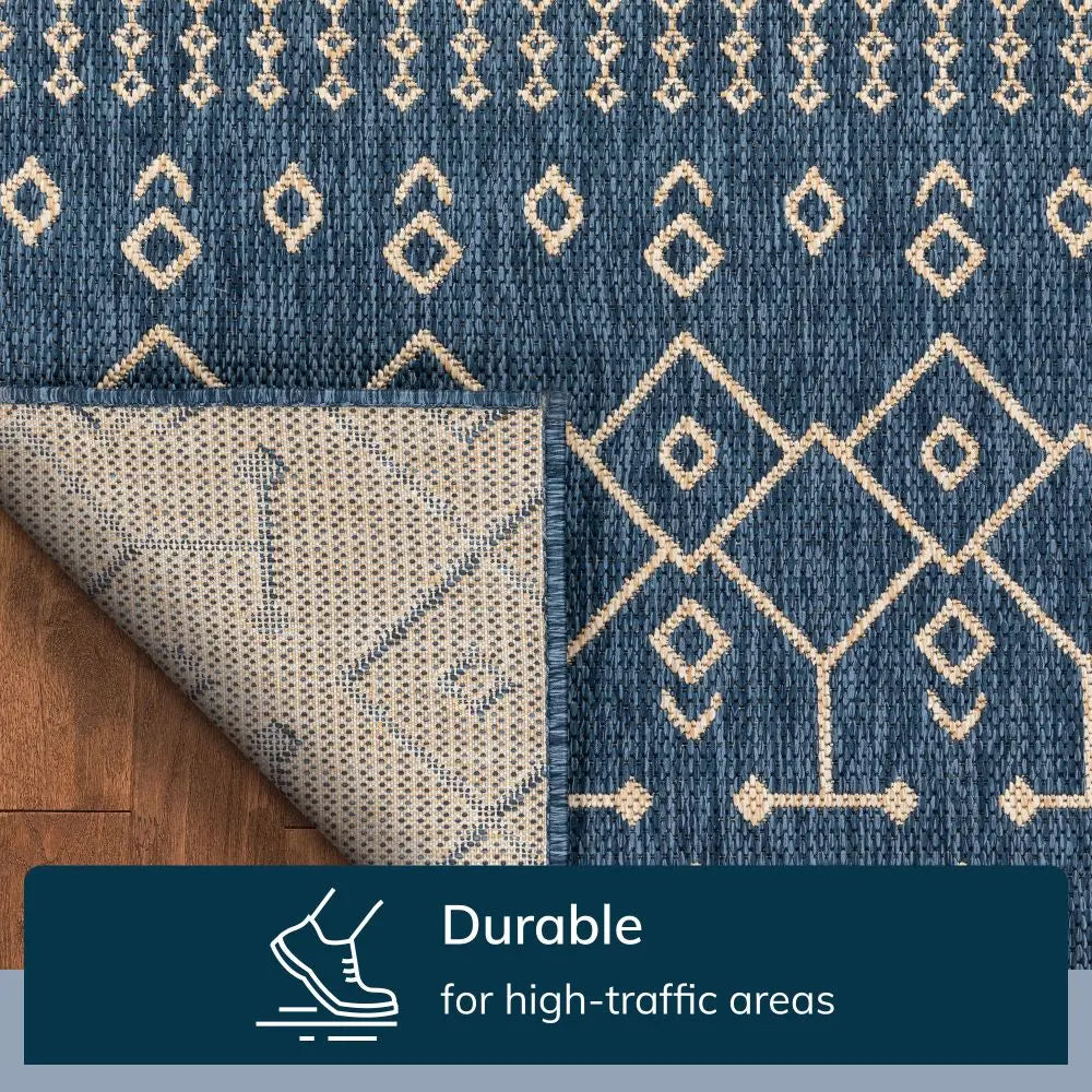 Nord Moroccan Tribal Indoor Outdoor Blue Flatweave Rug、mySite、gigharbornorthrealestate