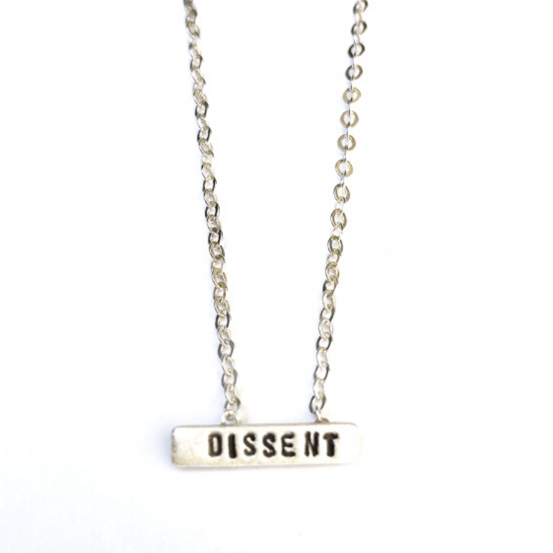 Ruth Bader Ginsburg RBG Dissent Tiny Mantra Necklace - Sterling Silver or Gold、mySite、topwebapps
