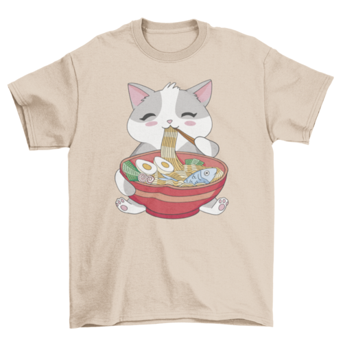 Cat Eating Ramen T-Shirt、mySite、camillekostekn