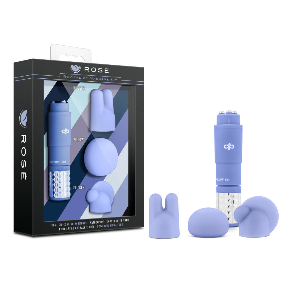 Rosé By Blush® | Revitalize Periwinkle Vibrating 3-Piece Massage Wand Kit、mySite、bottomscart