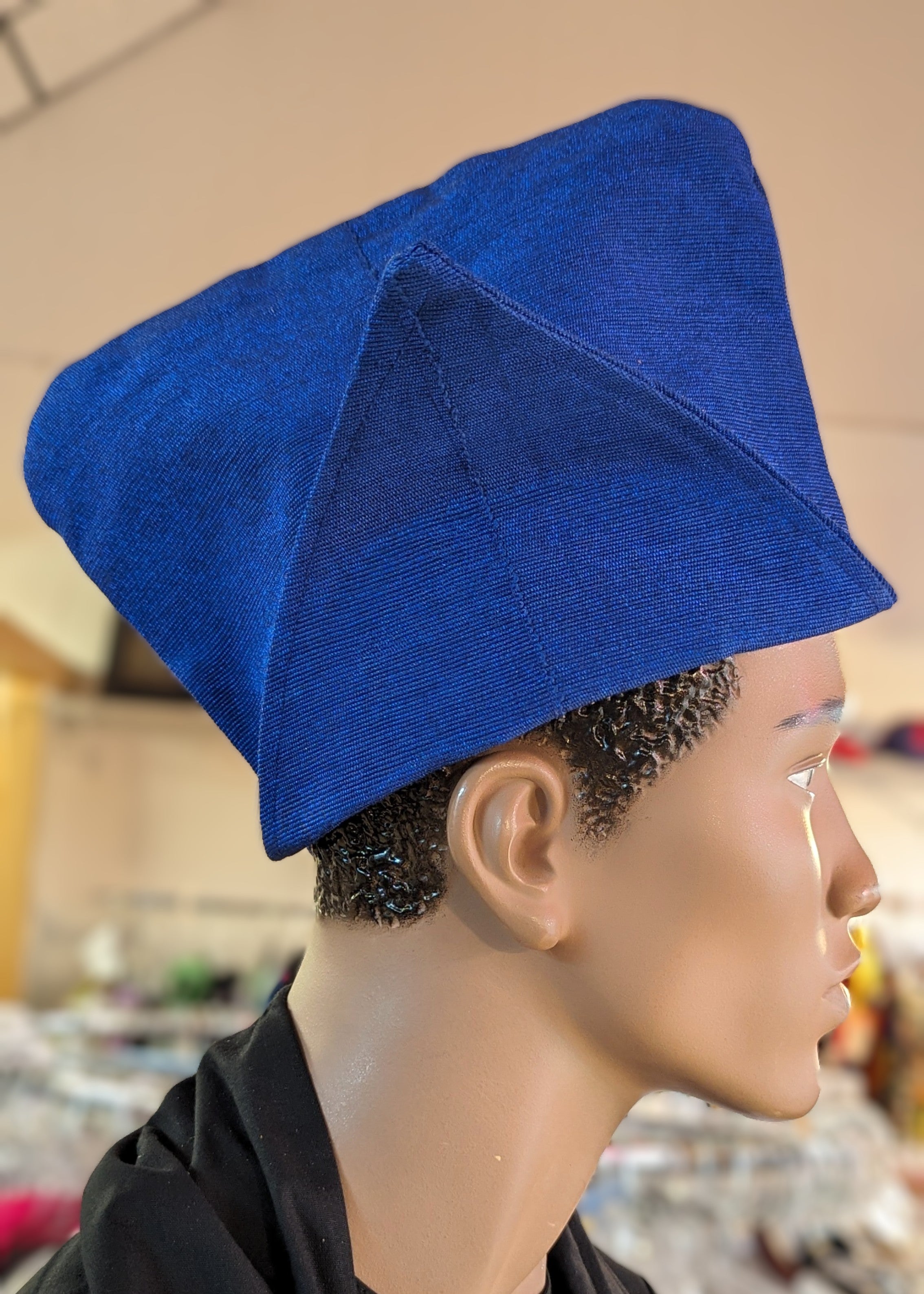 Dupsie's Royal Blue Aso Oke Abeti-Aja Akinrinola Kufi Cap Hat DPHARBAJ1、mySite、solidvoid