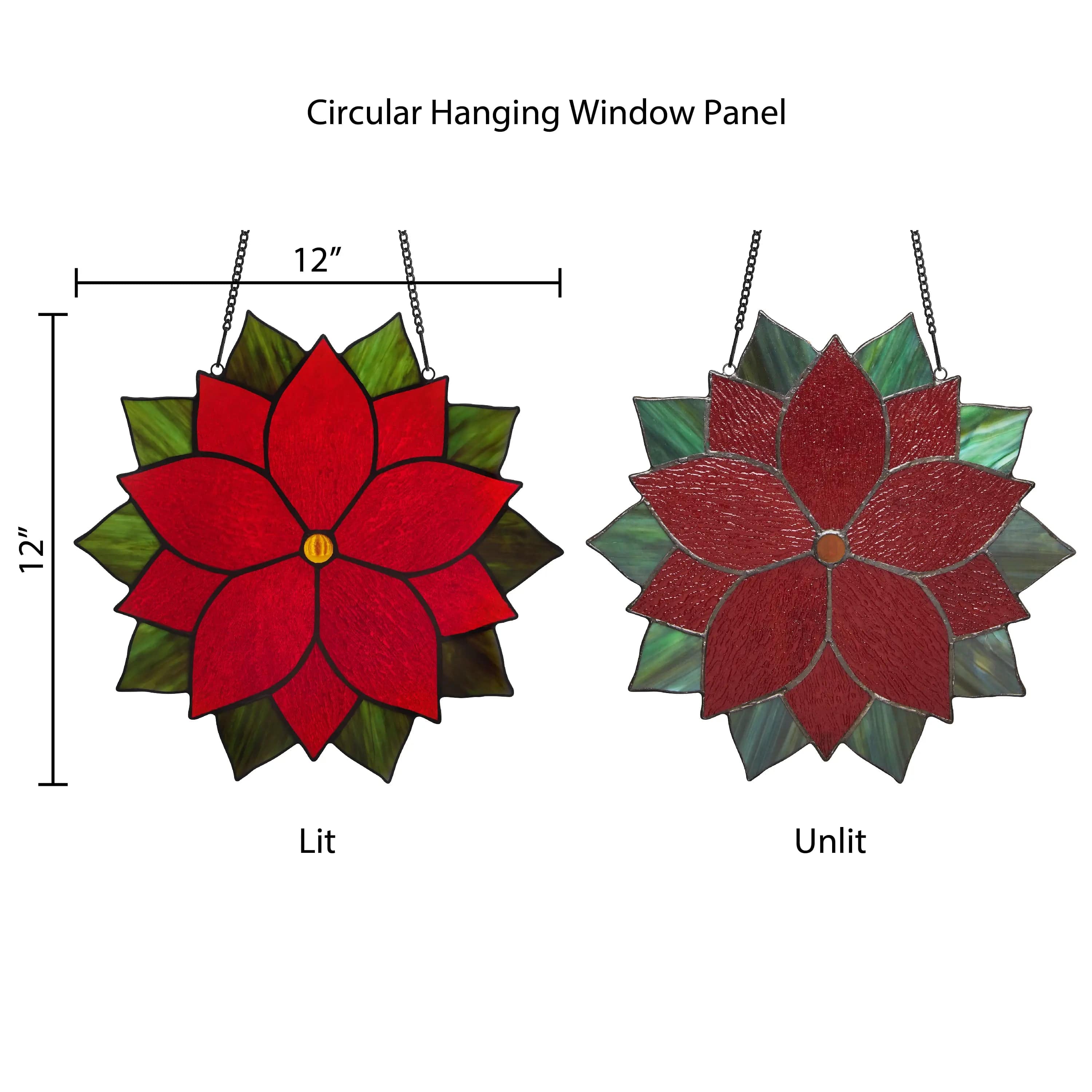 Pointsettia Stained Glass Holiday Decoration Beautiful Red Flower、mySite、g9winljtr