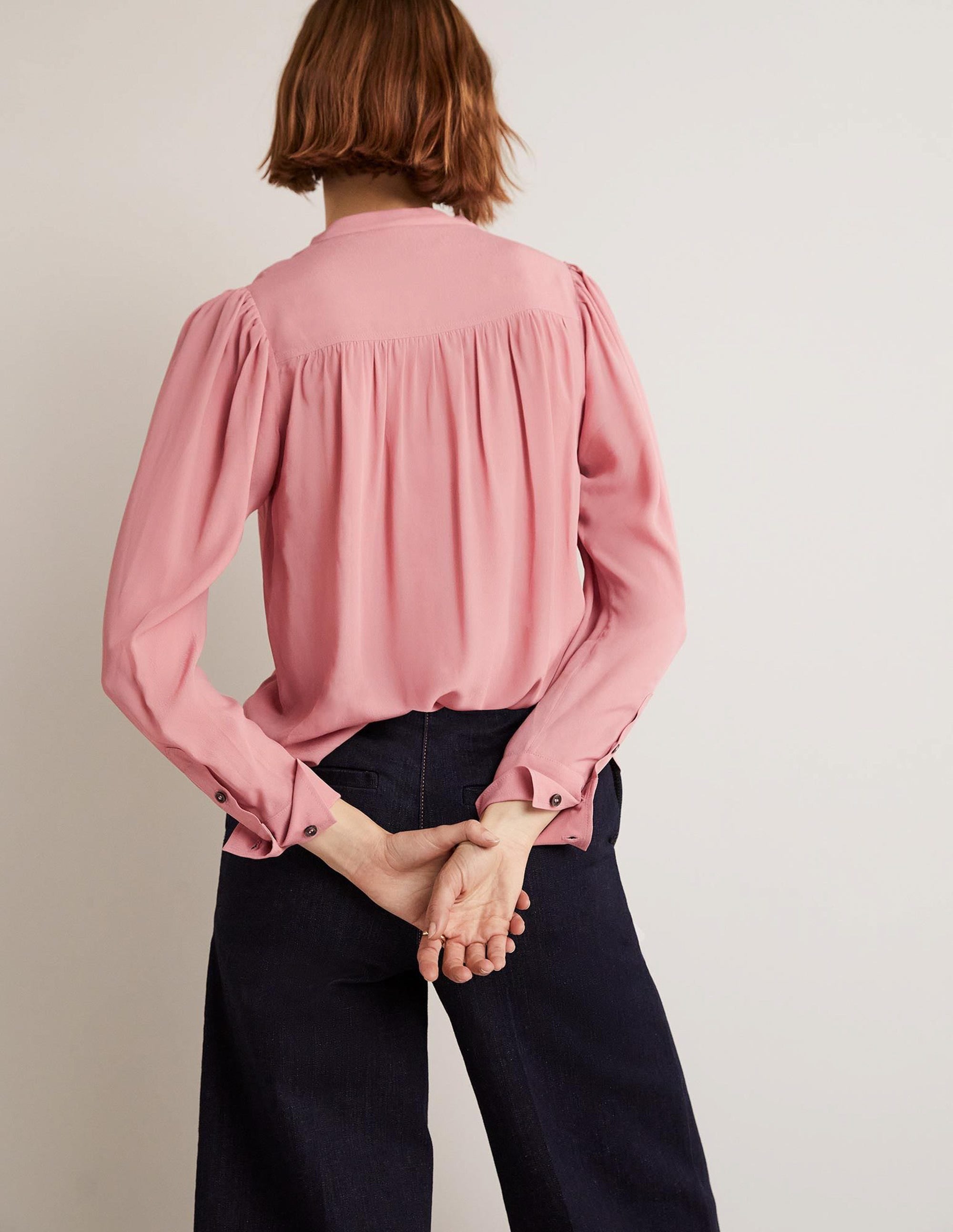  Pleated Button Through Blouse-Almond Pink、mySite、ashleygrahame