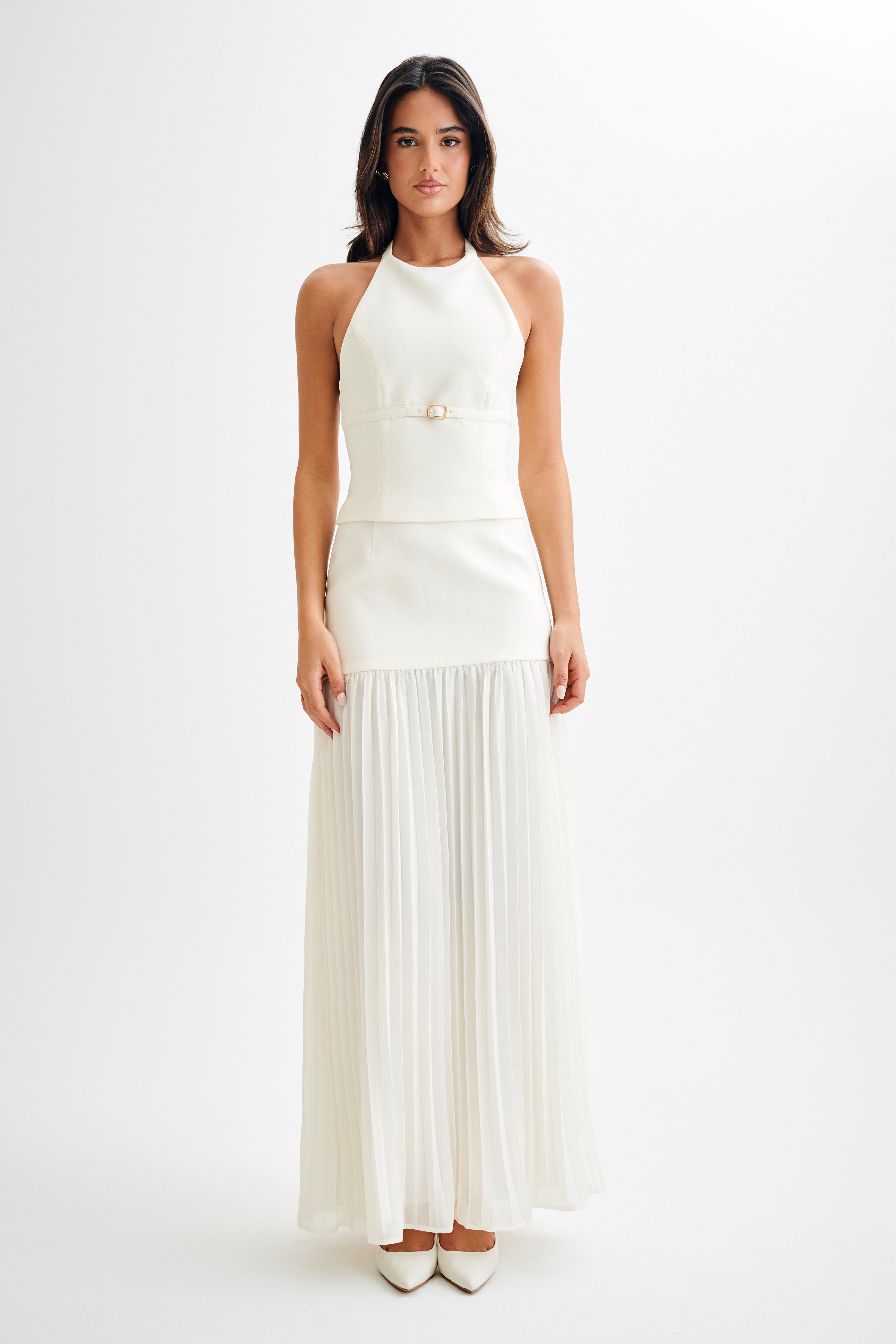 Jillian Pleated Maxi Skirt - Ivory、mySite、solidvoid