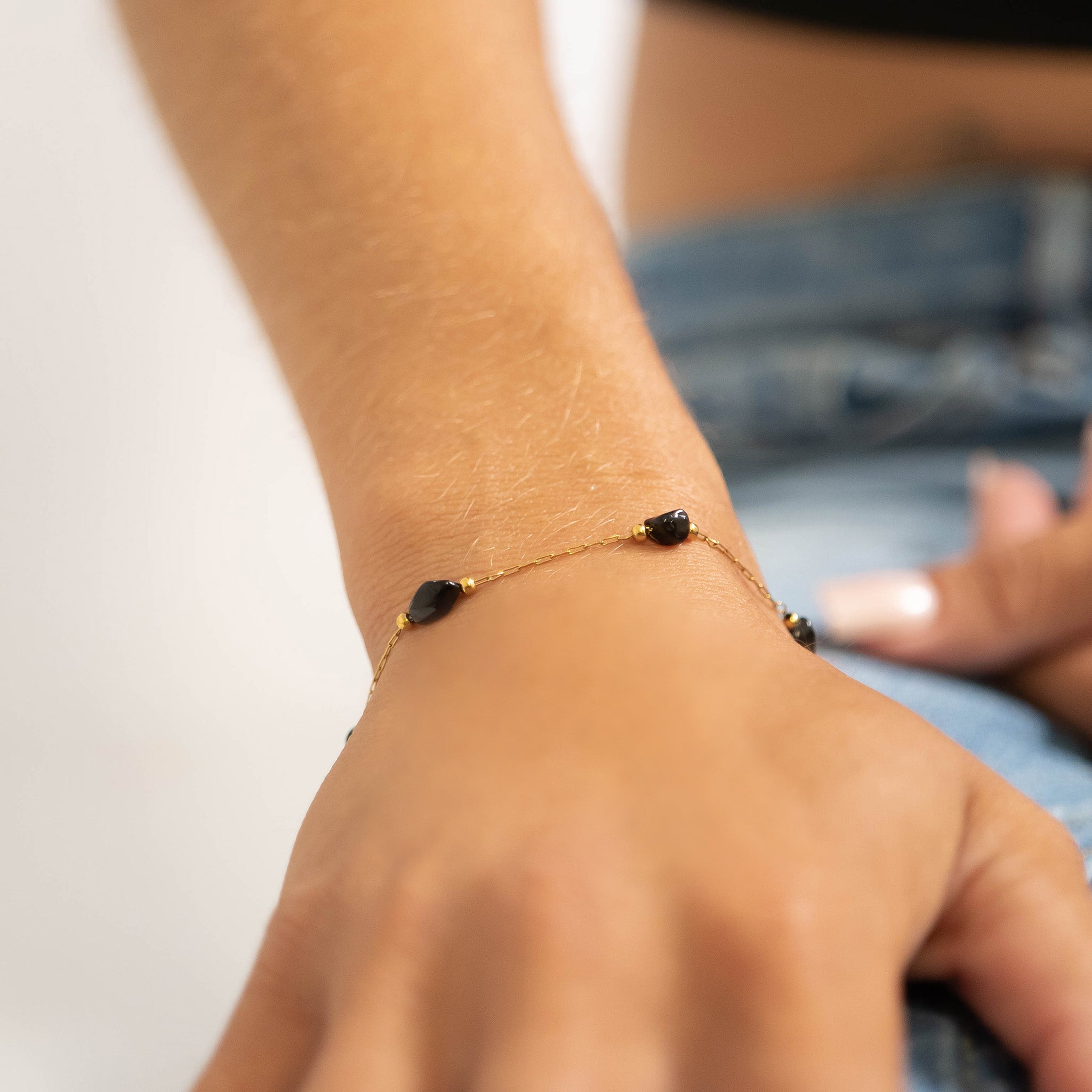 18K Gold PVD Stainless Steel Beaded Stone Chain - By The Foot / SPL1017、mySite、dreamappss