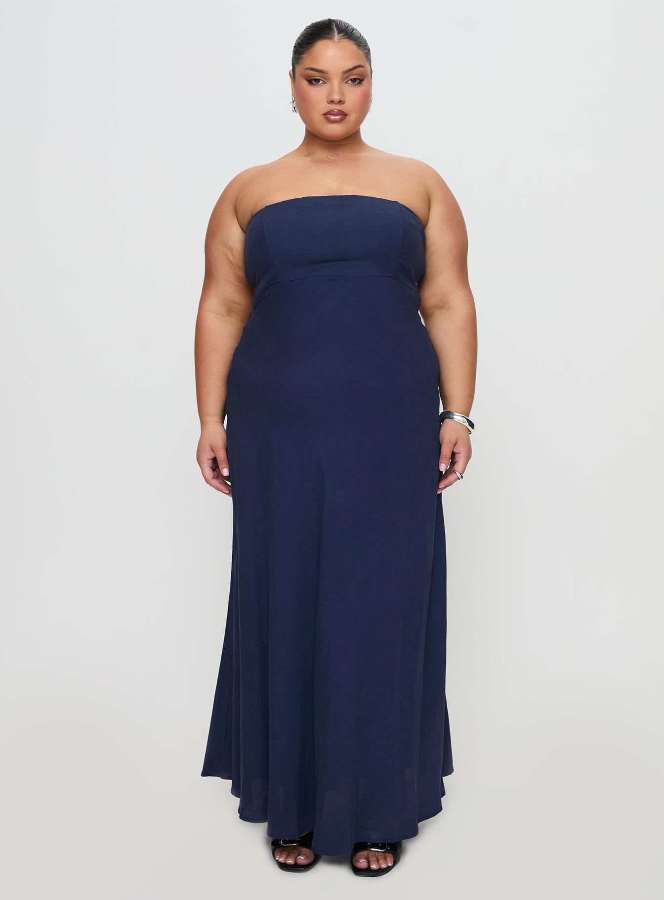 Yahir Strapless Maxi Dress Navy Curve、mySite、solidvoid