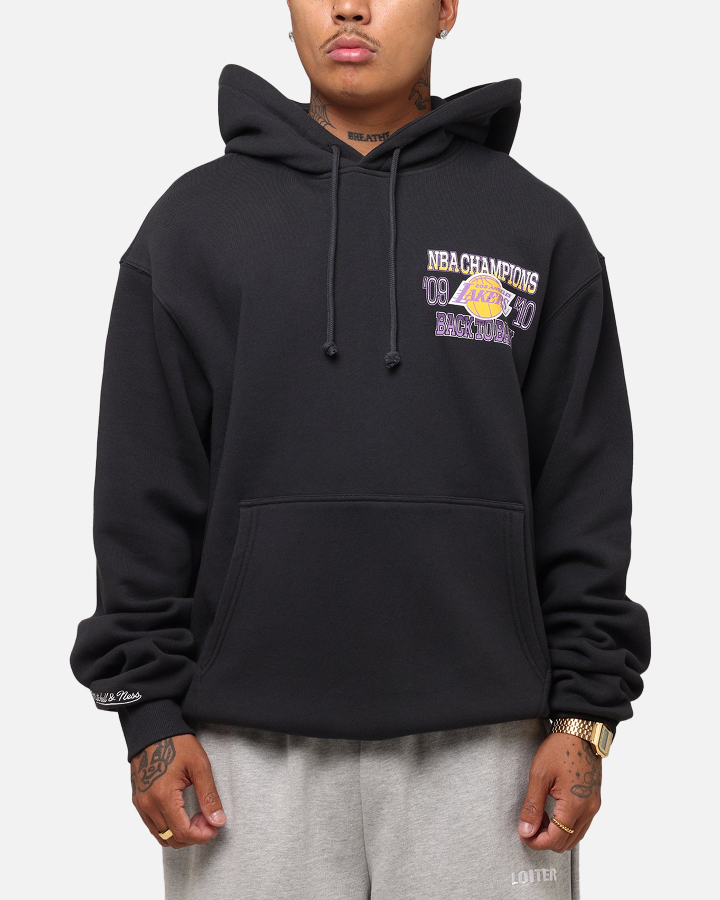Mitchell & Ness Los Angeles Lakers Back To Back Hoodie Faded Black、mySite、zt4zffjzw