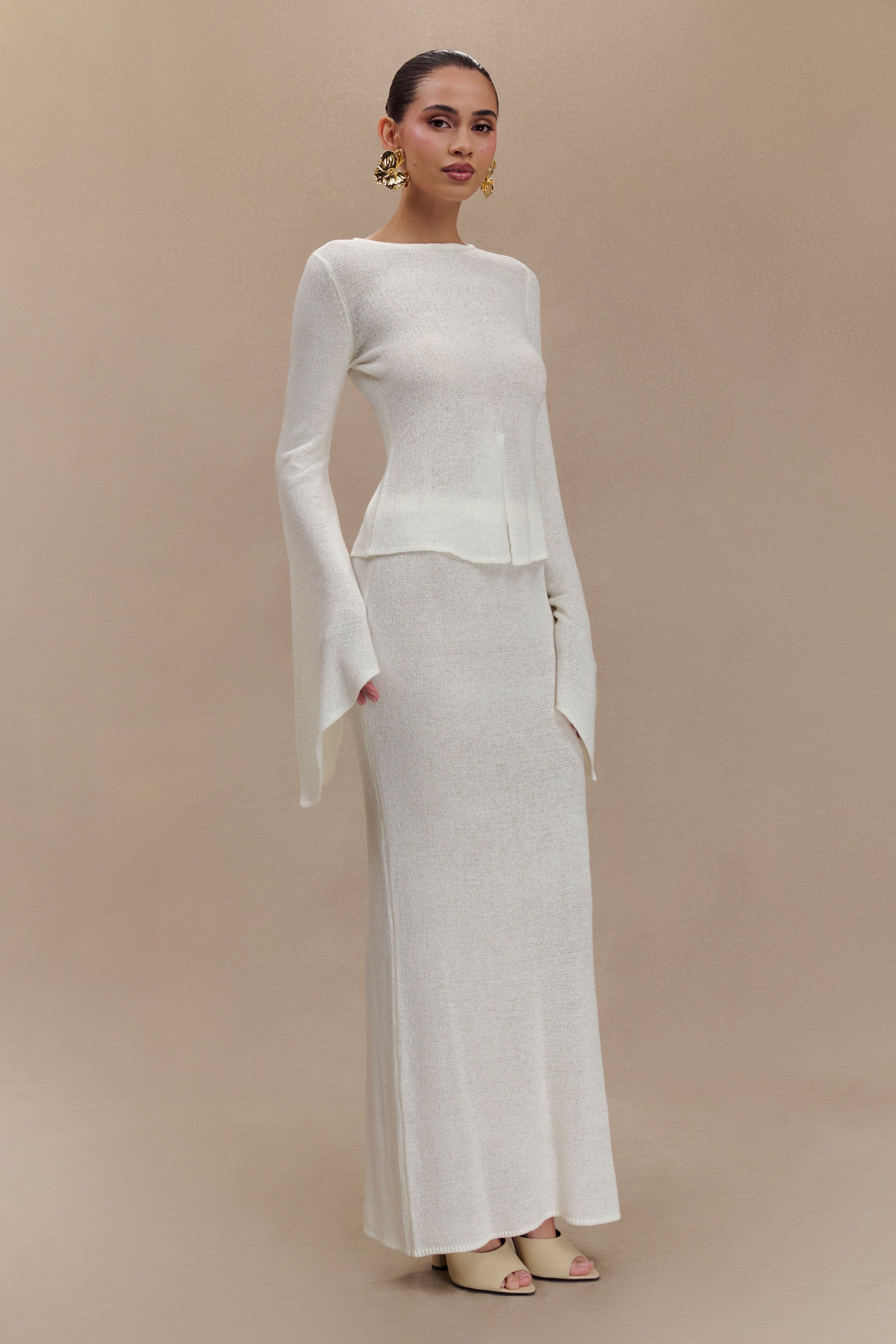 Phoebe Knit Maxi Skirt - Ivory、mySite、solidvoid