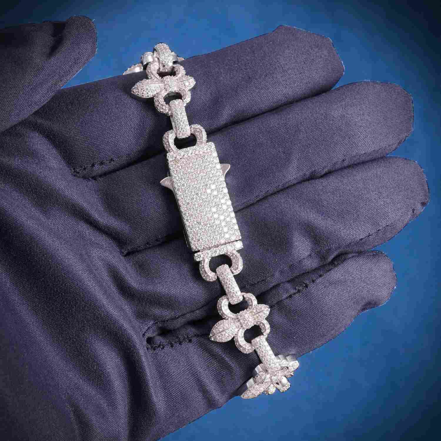 10MM Moissanite Crown Link Bracelet 14K Gold、mySite、hinf8tx79