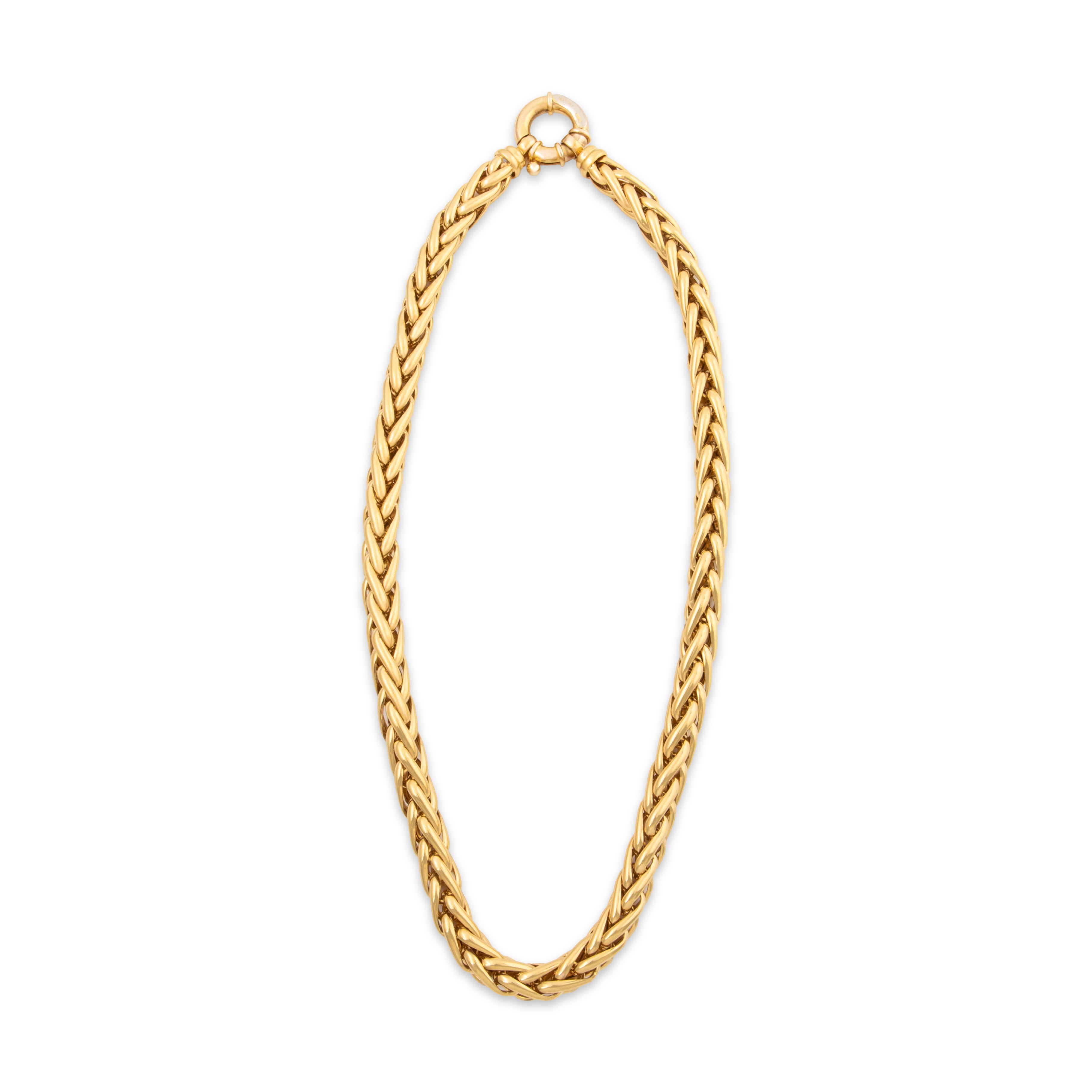 Vintage Italian 14k Yellow Gold Oversize Woven Chain Link Necklace 20、mySite、hinf8tx79