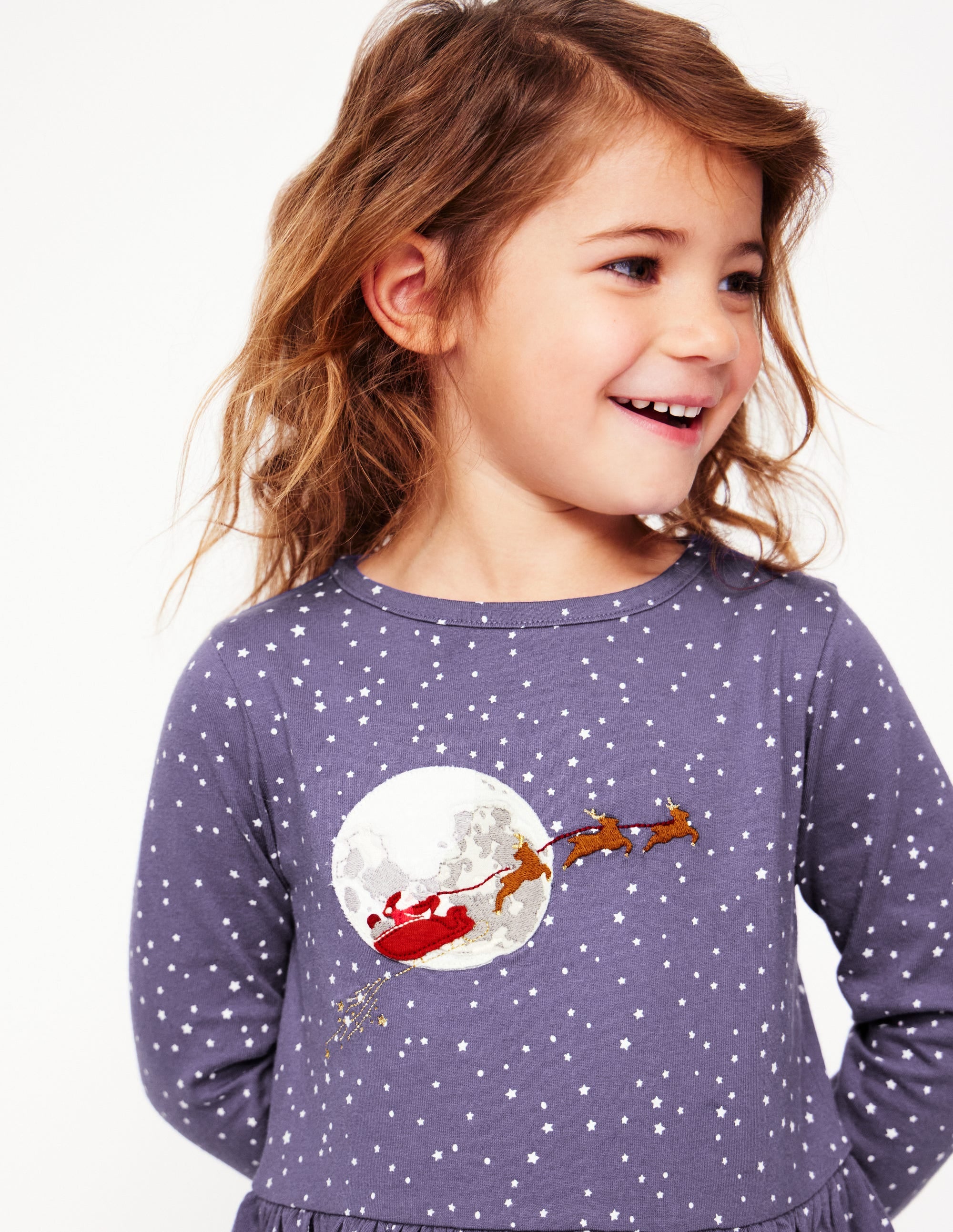  Appliqué Hem Jersey Dress-Soft Starboard Blue Christmas、mySite、ashleygrahame