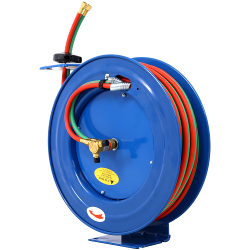 Air Reel Retractable 3/8" Inch x 50' Feet Premium Commercial Flex Hybrid Polymer Hose Max 300 PSI Heavy Duty Steel Frame、、eastwooduniform
