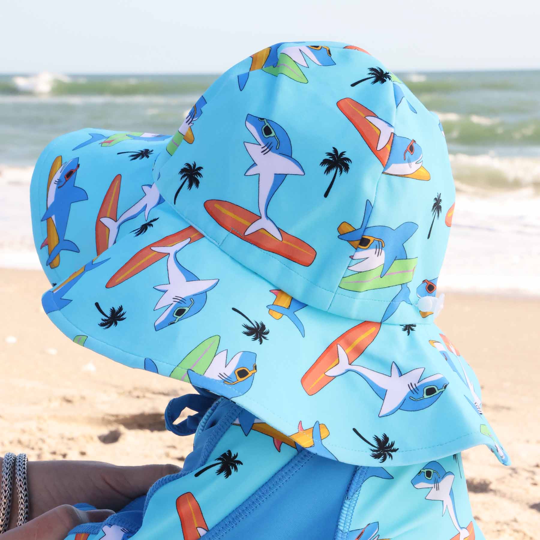  Printed Sun Hat | Surfin' Sharks、mySite、layawaytickets
