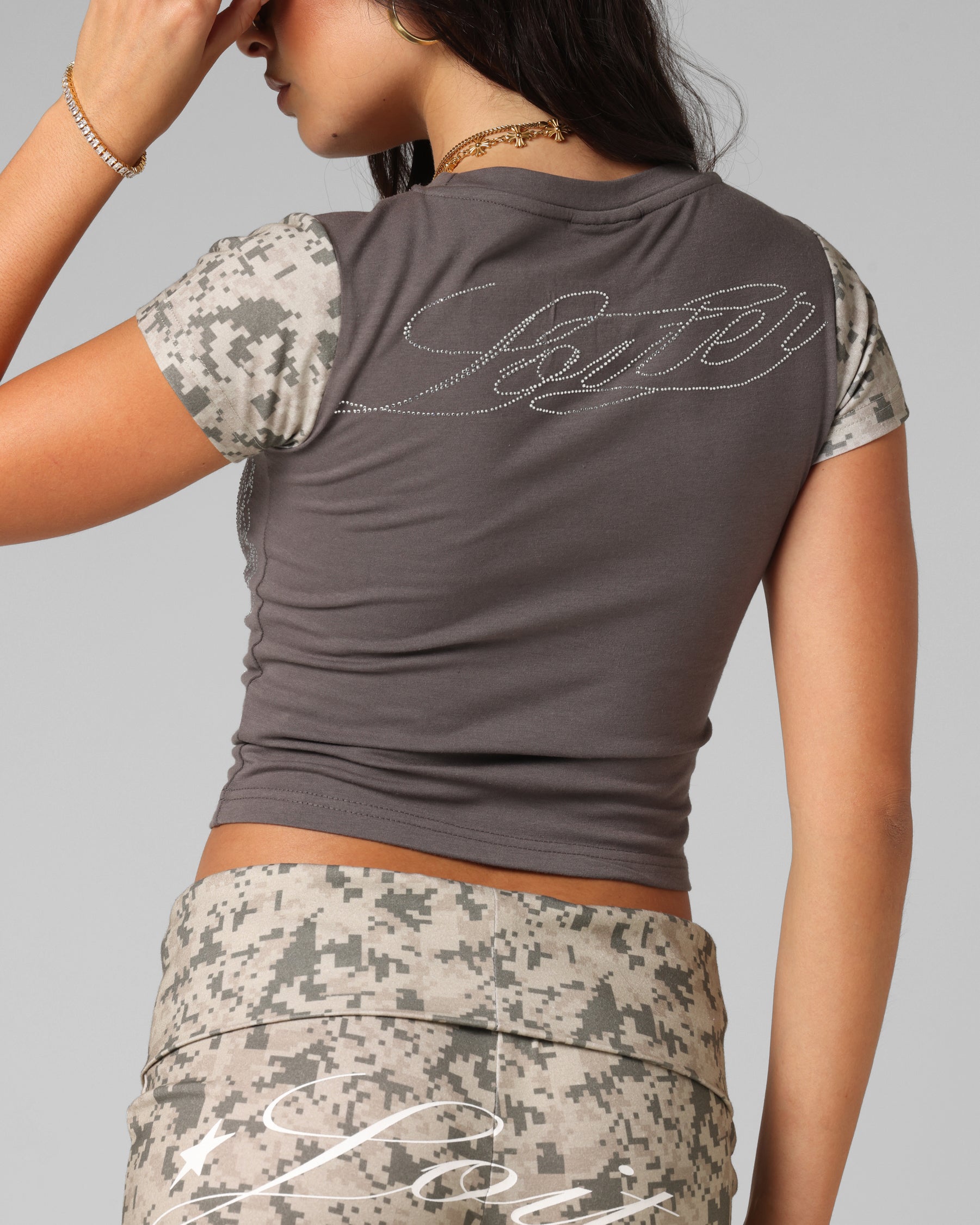 Loiter Women's Opaque Baby T-Shirt Black/Camo、mySite、zt4zffjzw