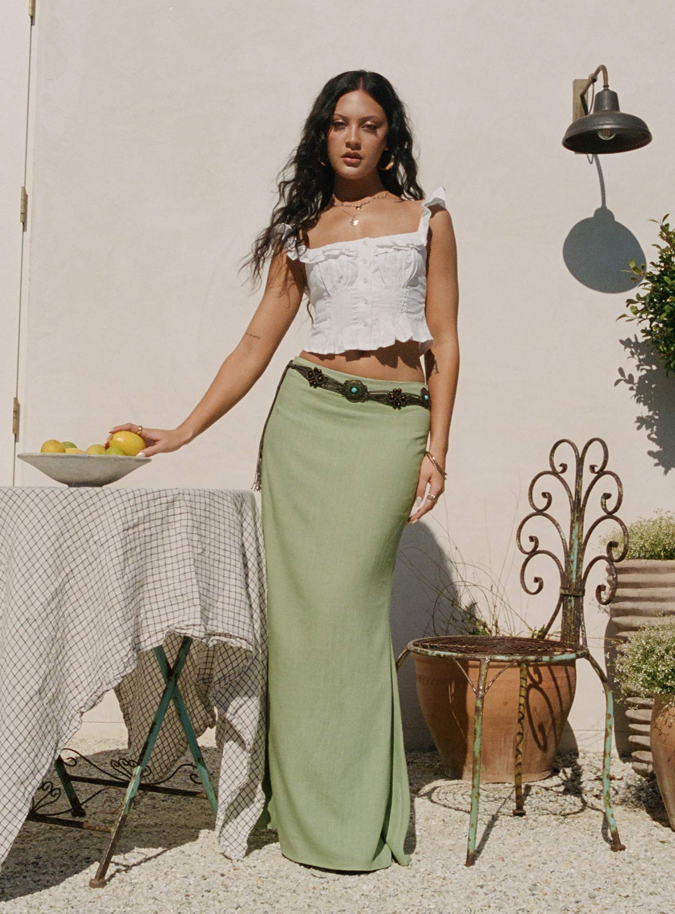 Sophia Maxi Skirt Green、mySite、solidvoid