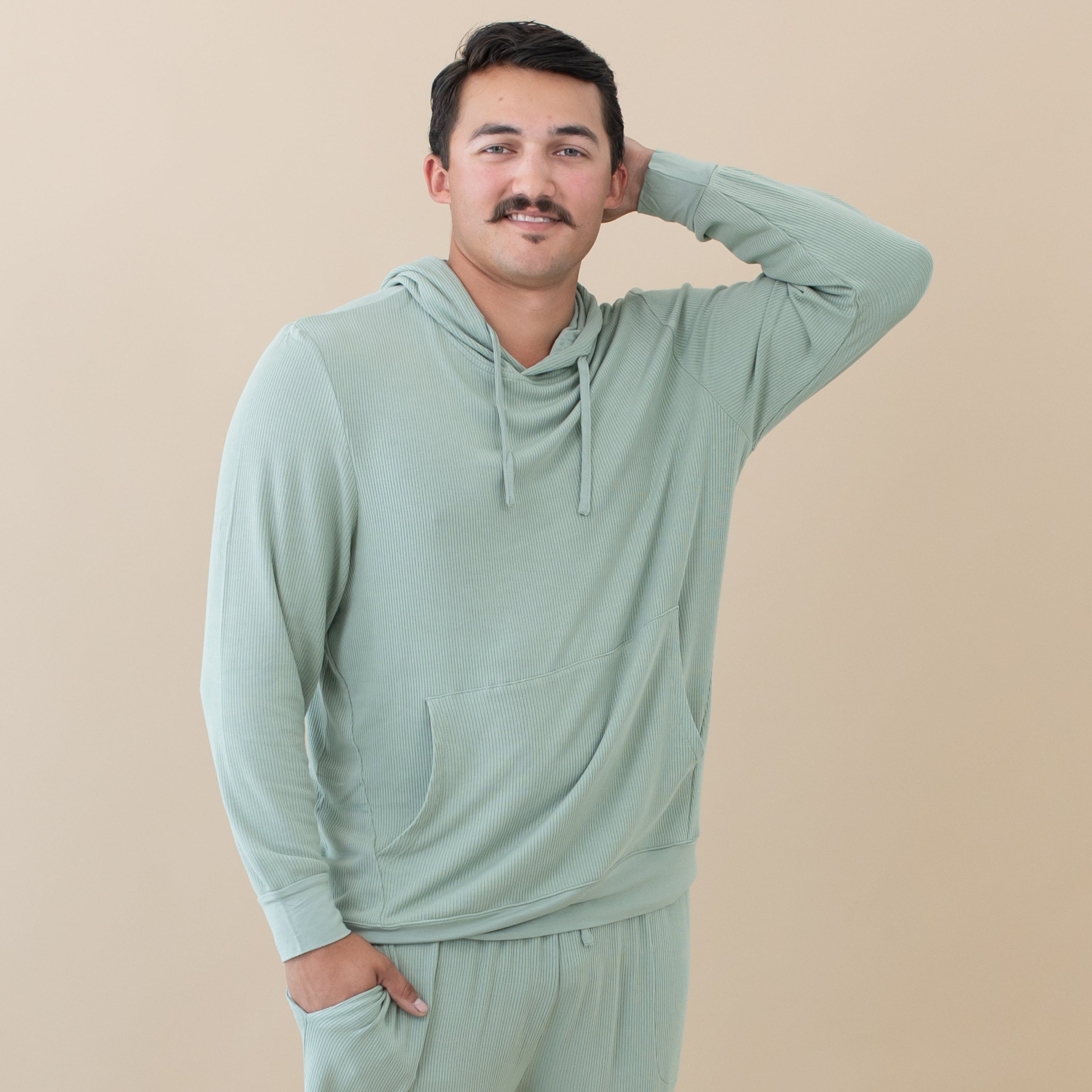  Men's Ribbed Hoodie in Thyme、mySite、layawaytickets