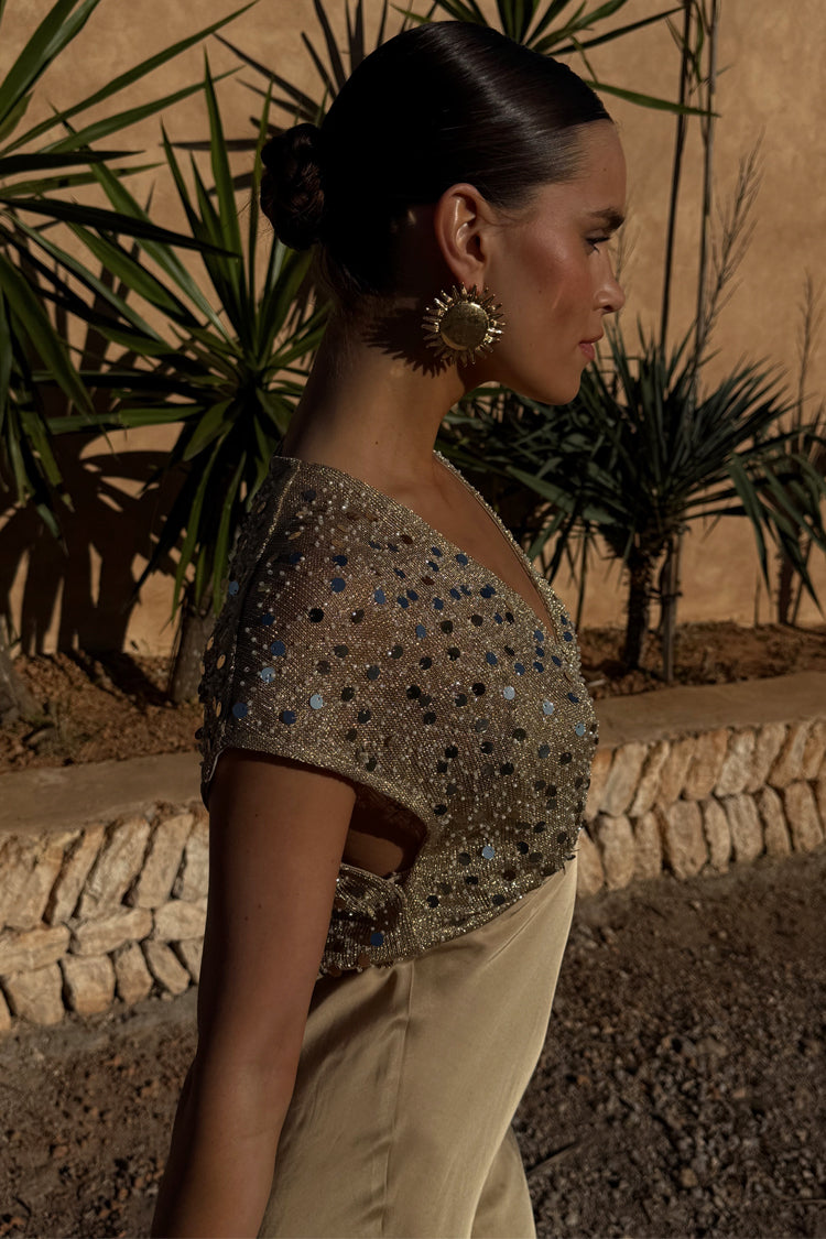 Gold Sequin Elodie Dress Petite、mySite、solidvoid