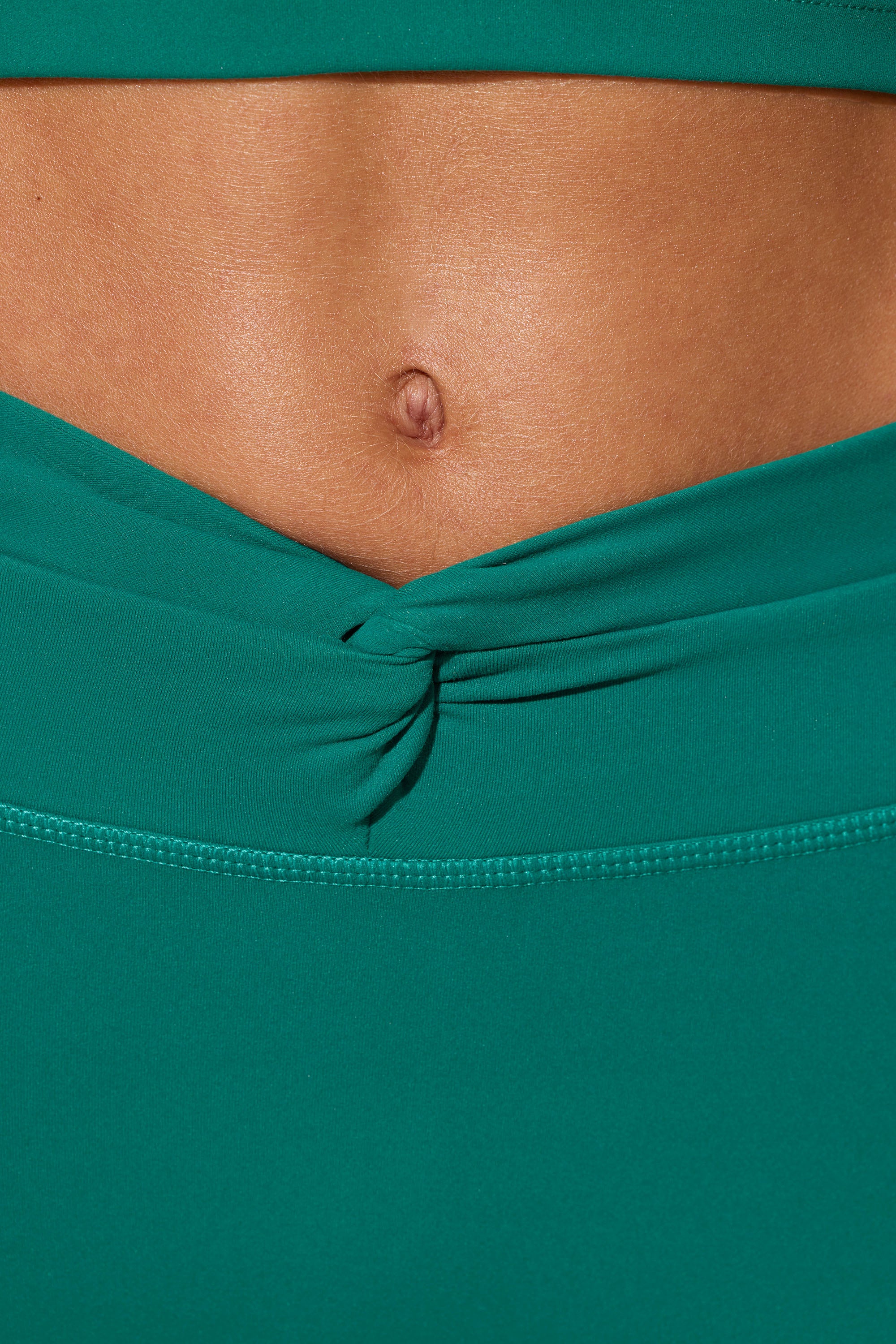 Twist Waist Mini Shorts with Pockets in Teal Green、mySite、solidvoid