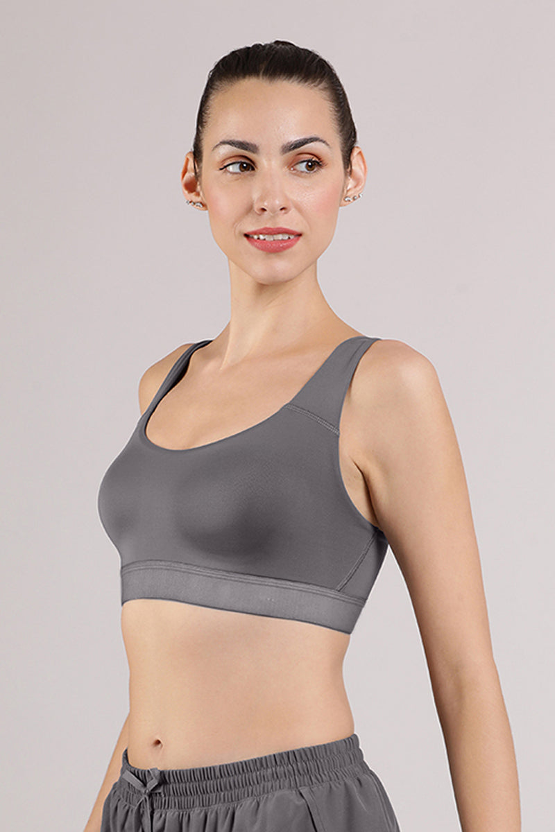  Elements Cotton Lined Low Impact Sports Bra - Volcanic Glass、mySite、justintrudeaud