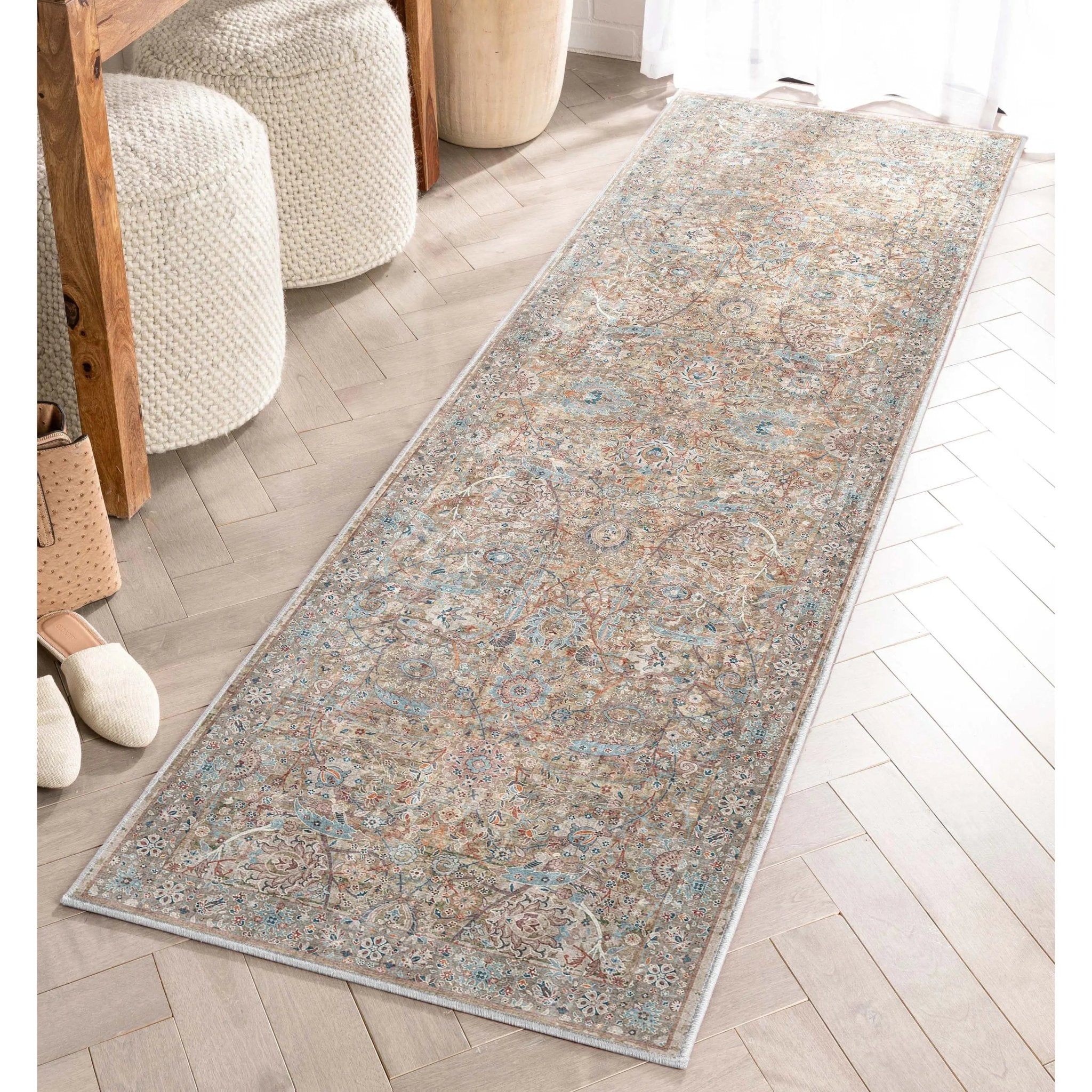 Emilia Vintage Persian Floral Blue Flat-Weave Rug、mySite、gigharbornorthrealestate