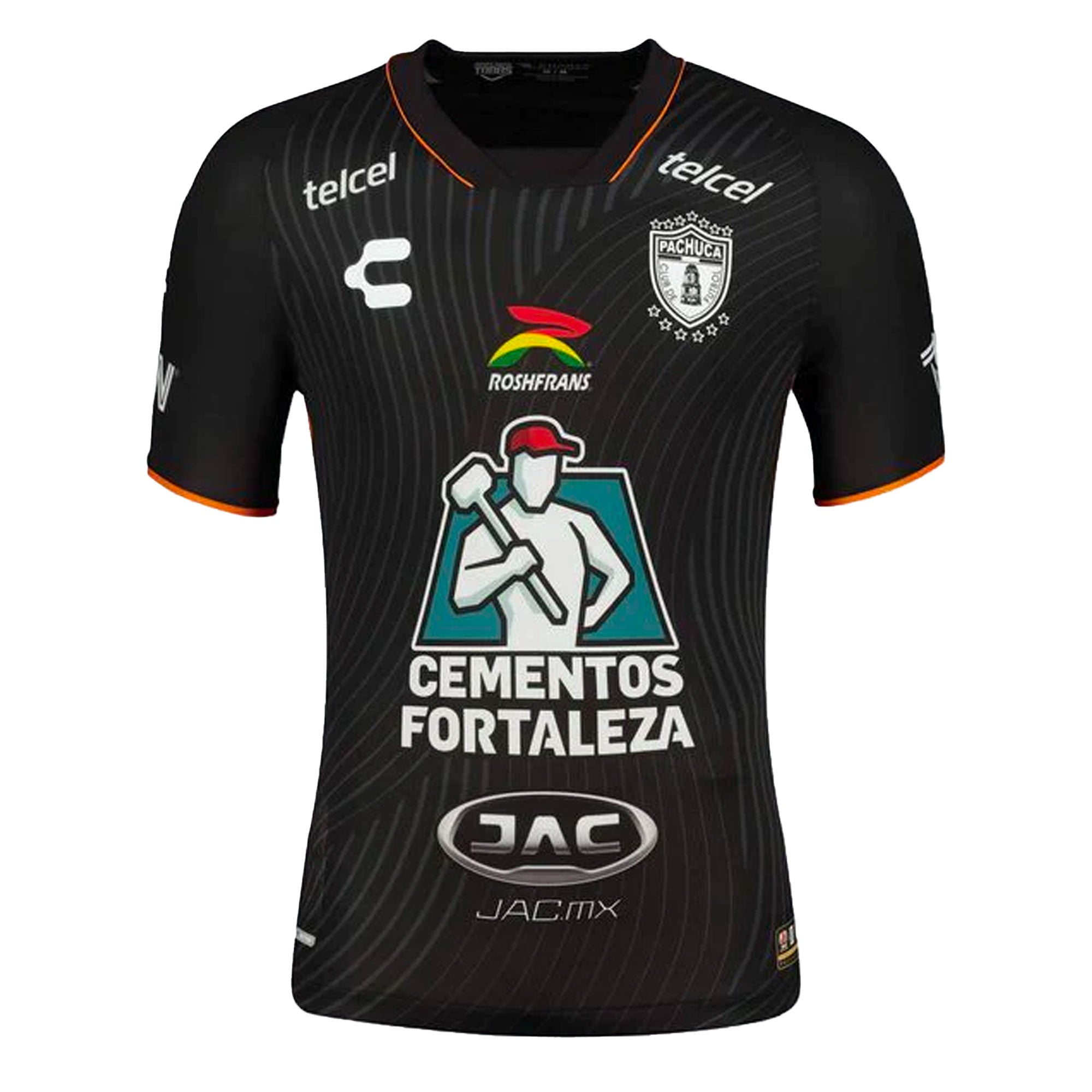 Charly Men's Pachuca 2023/24 Authentic Away Jersey Black/White、mySite、bottomscart