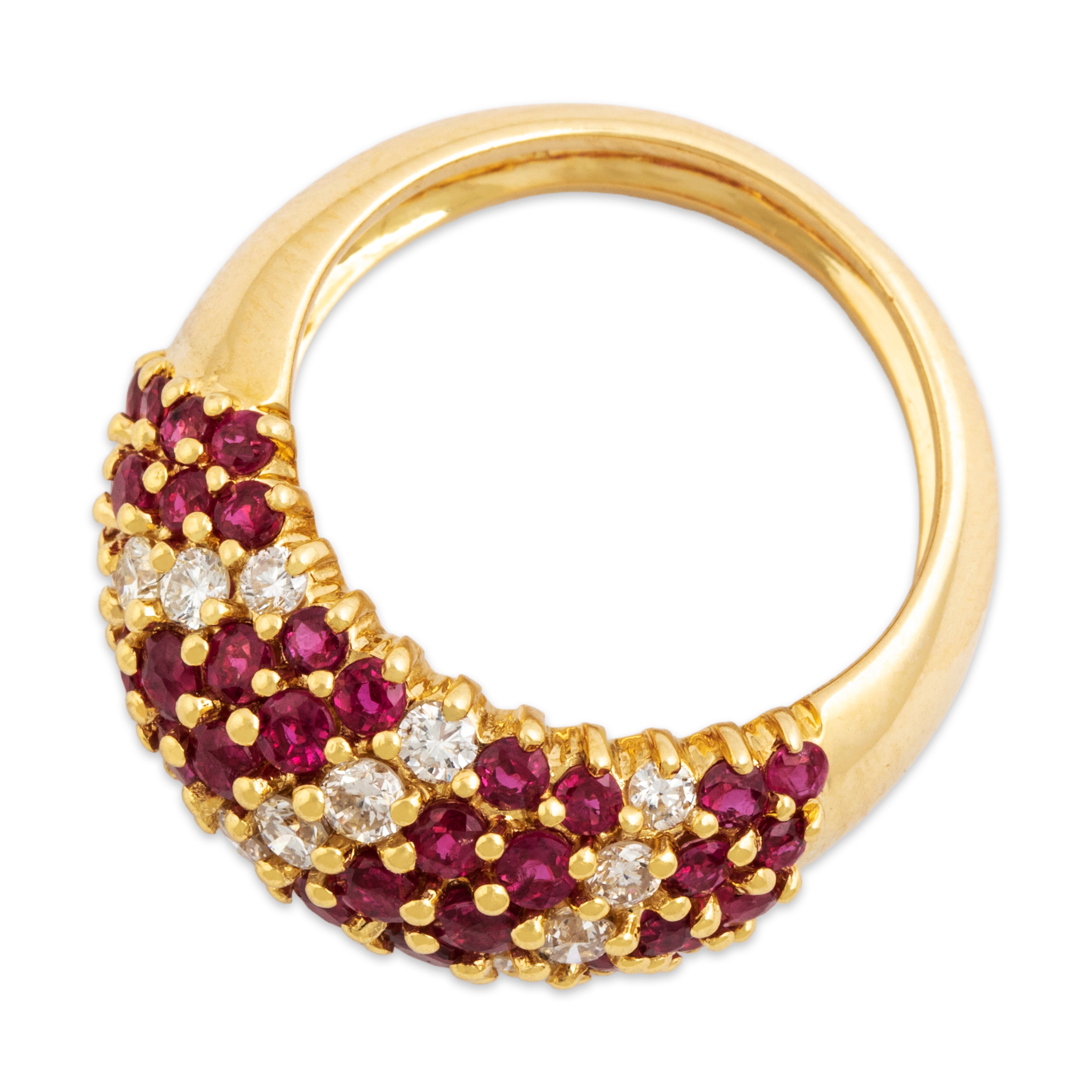 Vintage Mikimoto 18k Yellow Gold 2.37cttw Ruby Diamond Chic Dome Ring 5.75、mySite、hinf8tx79