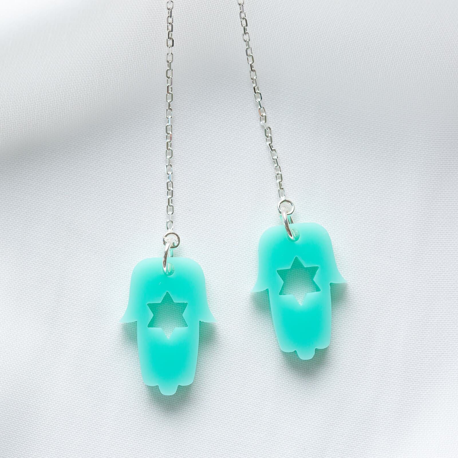 Hamsa Threader Earrings - Turquoise、mySite、topwebapps