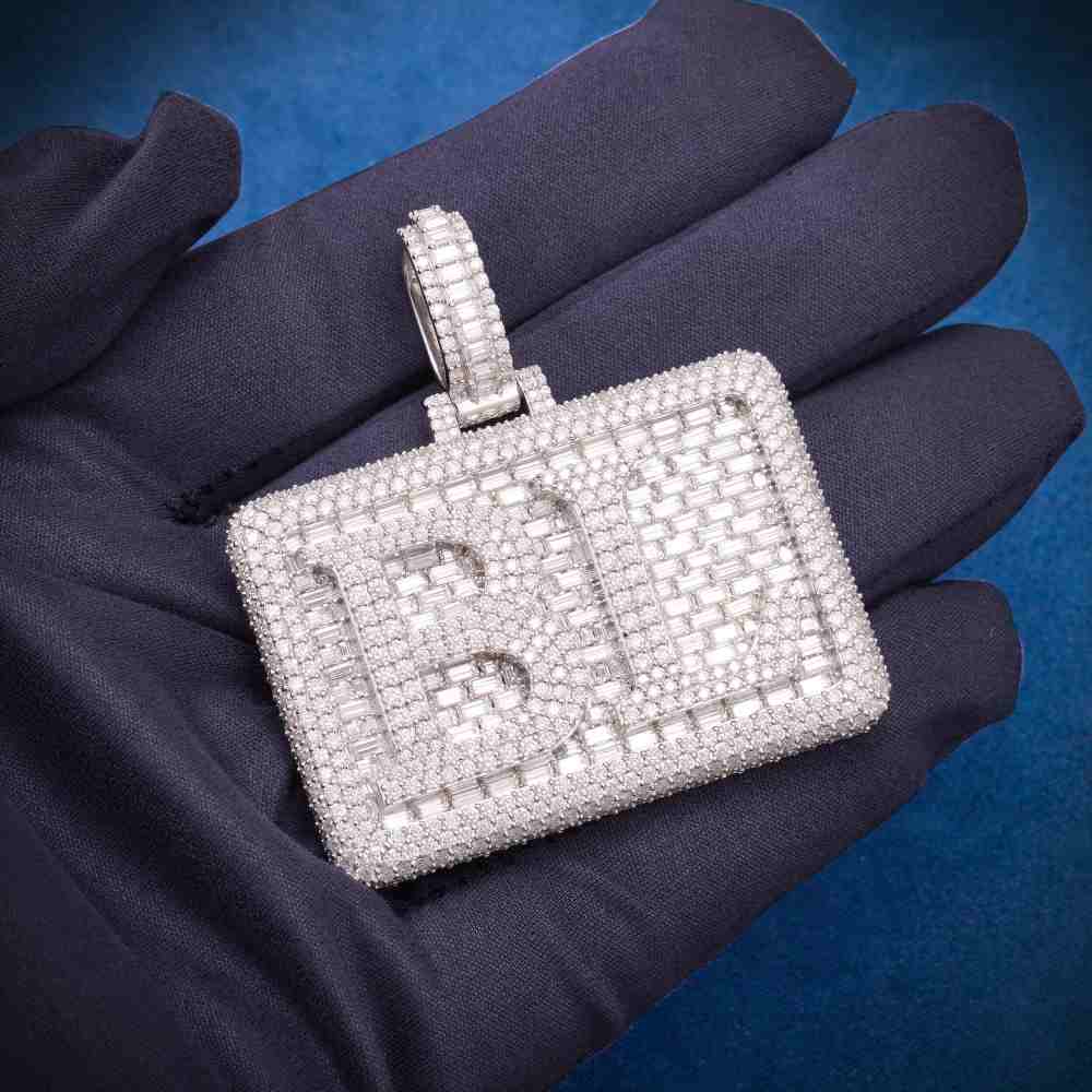 BL Custom Moissanite Rectangle Pendant 14K Gold、mySite、hinf8tx79