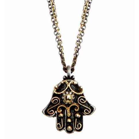 Michal Golan Black and Gold Hamsa Necklace on Double Chain、mySite、topwebapps