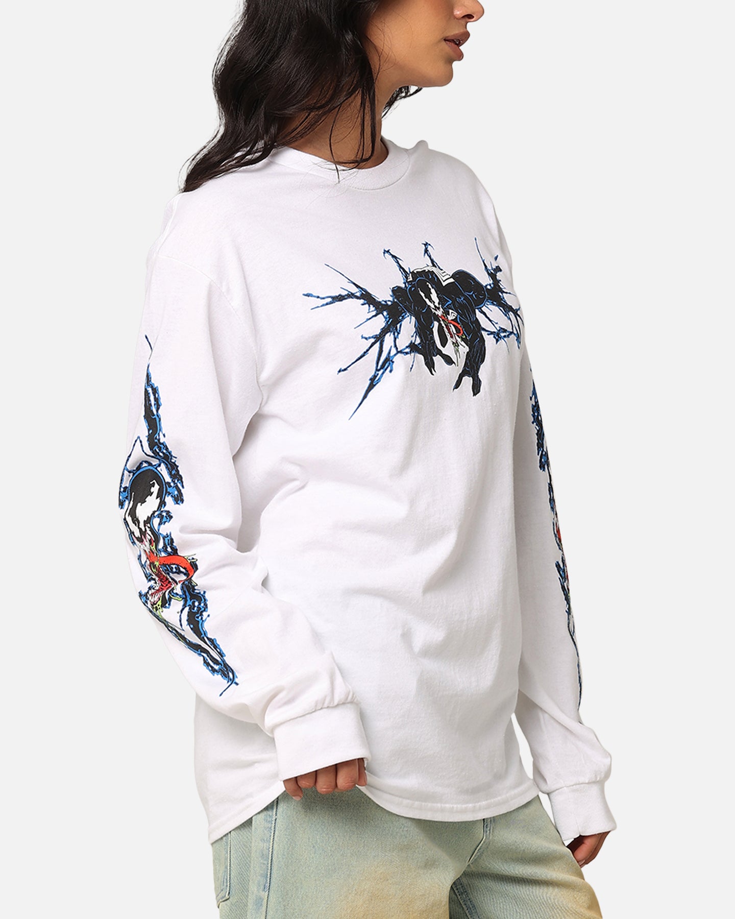 Goat Crew Marvel Spider-Man Y2K Venom Long Sleeve T-Shirt White、mySite、zt4zffjzw