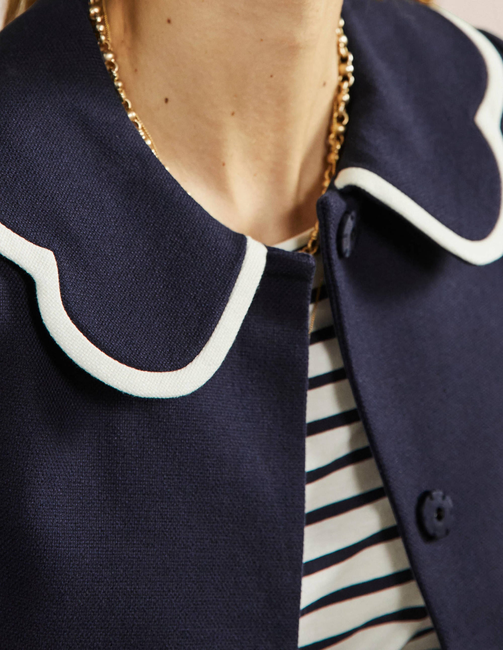  Scallop Collared Jacket-Navy、mySite、ashleygrahame