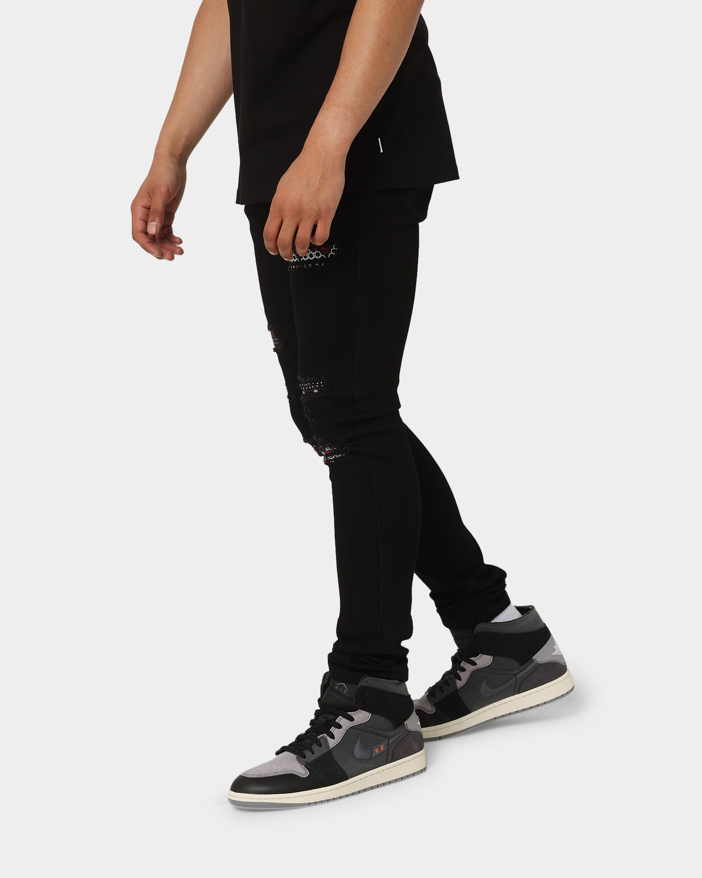 Carré BU Rugueux Distressed Jeans Black/Red、mySite、zt4zffjzw