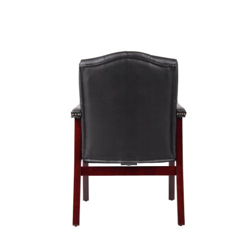 Leather Reception Guest Chairs W/Padded Seat and Arms Ergonomic Mid-Back Office Executive Side Chair for Meeting Waiting Room Conference Office Guest Chairs,Black、、casual
