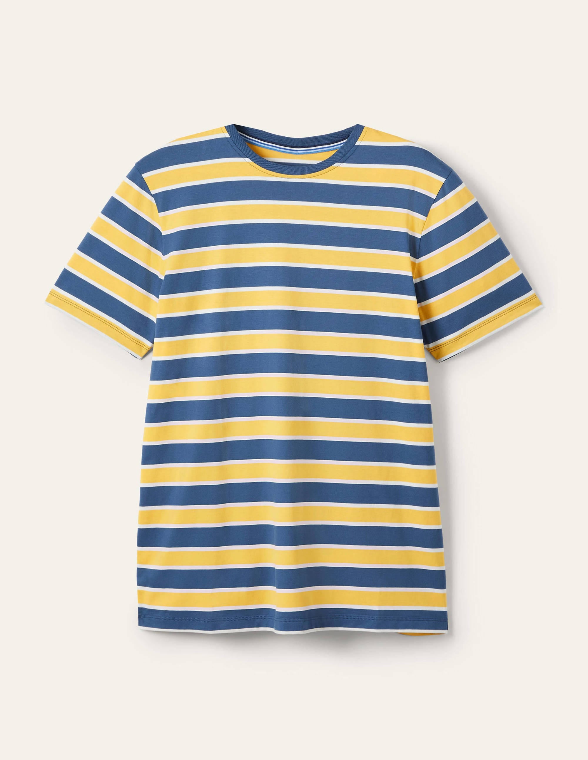  Classic Cotton T-shirt-Cornsilk/Enisgn Blue Stripe、mySite、ashleygrahame