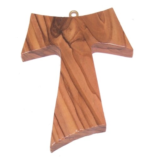  Extra Large olive wood tau Cross ( 3 inches - 8 cm ) with hook、mySite、elrpsem3k