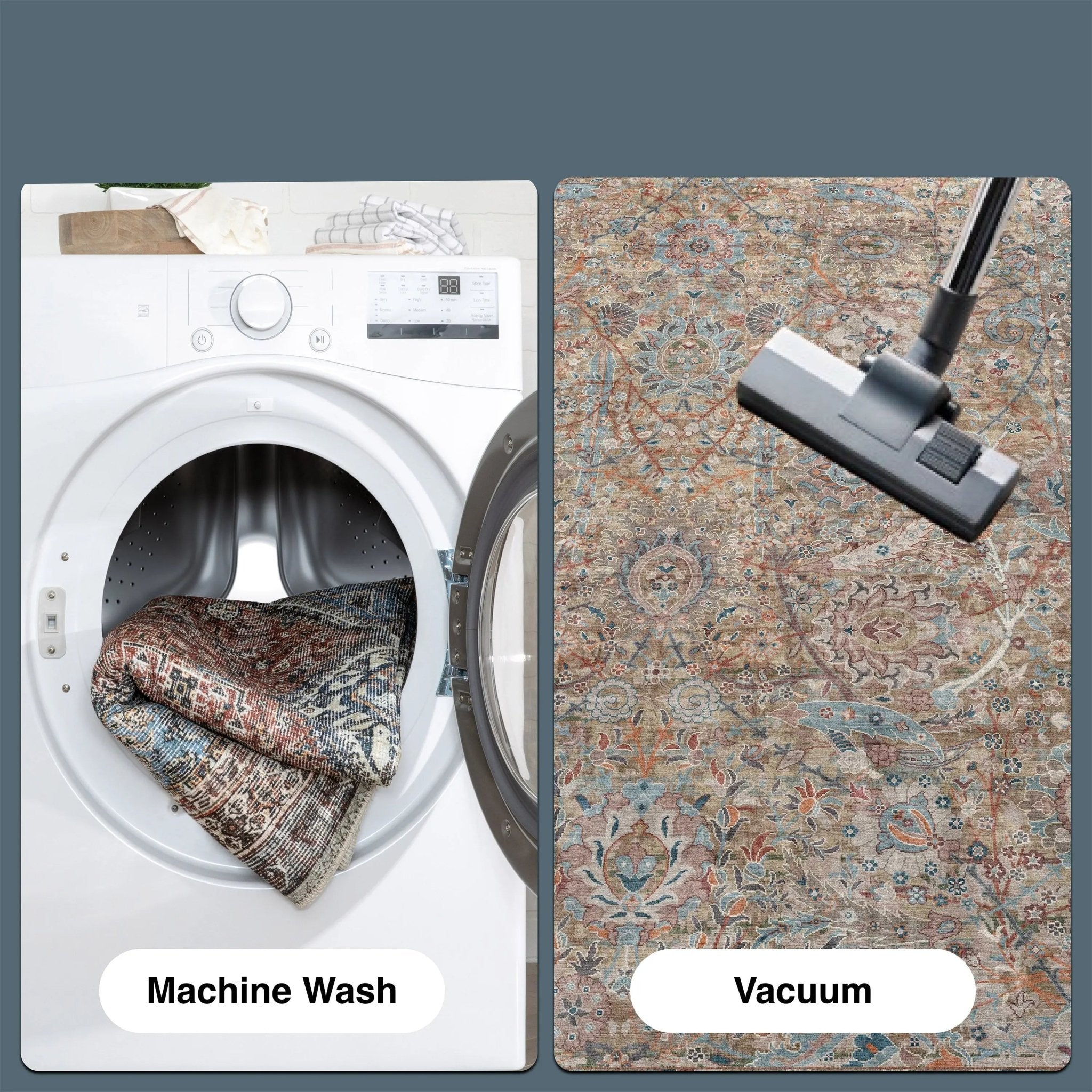 Emilia Vintage Persian Floral Blue Flat-Weave Rug、mySite、gigharbornorthrealestate